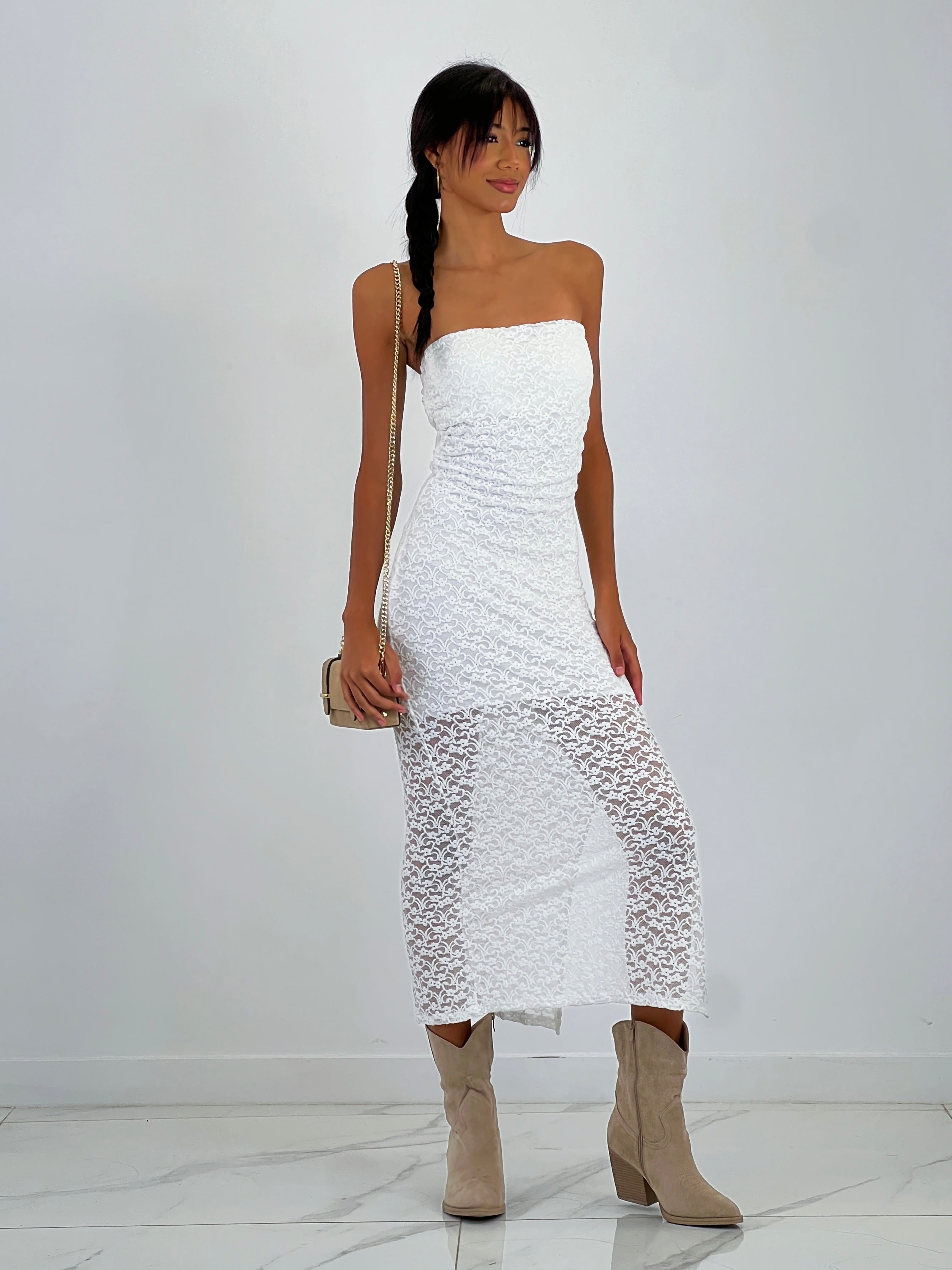 Vestido palabra de honor velvet