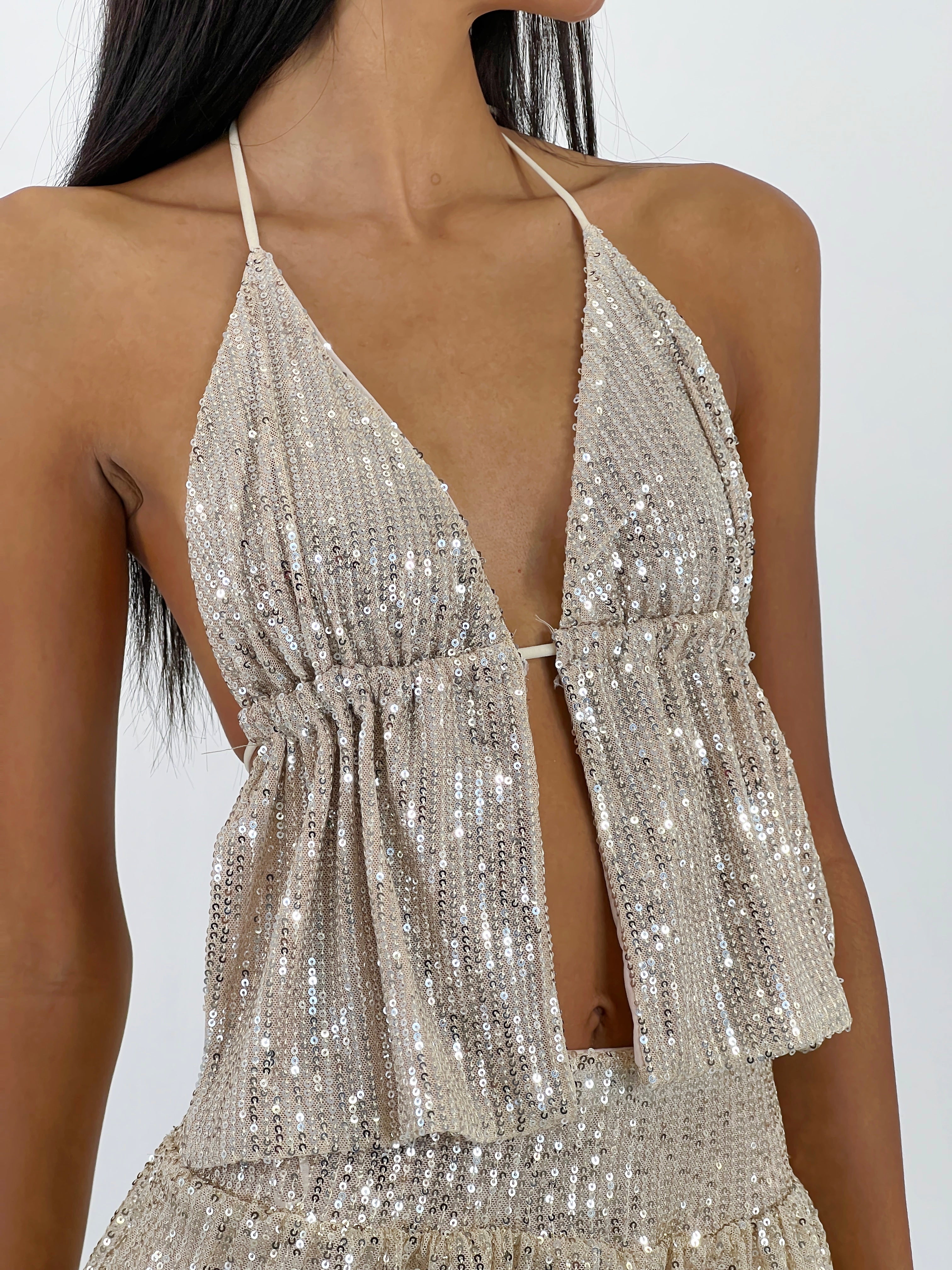 Top escotado lentejuelas