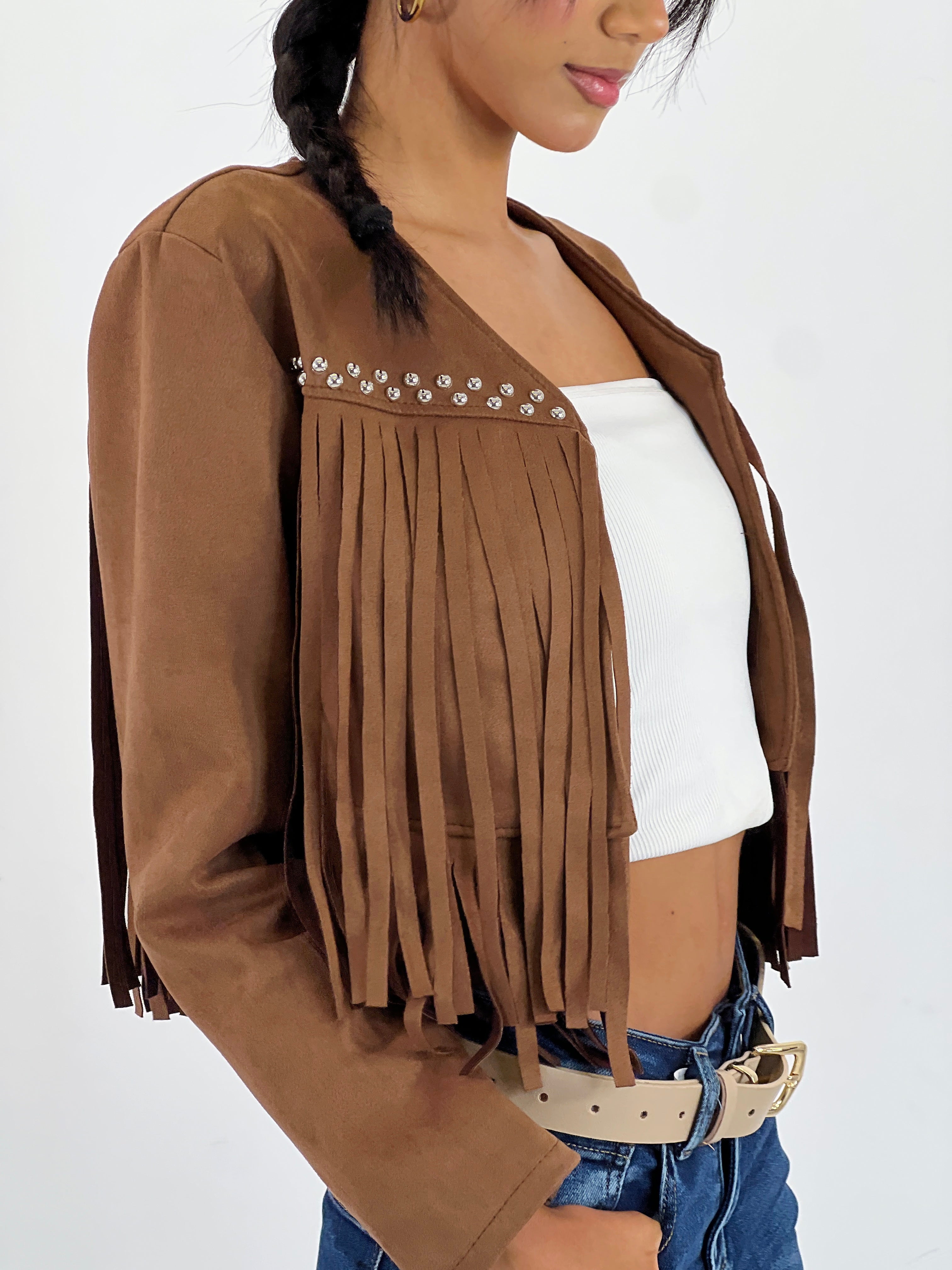 Chaqueta ante flecos