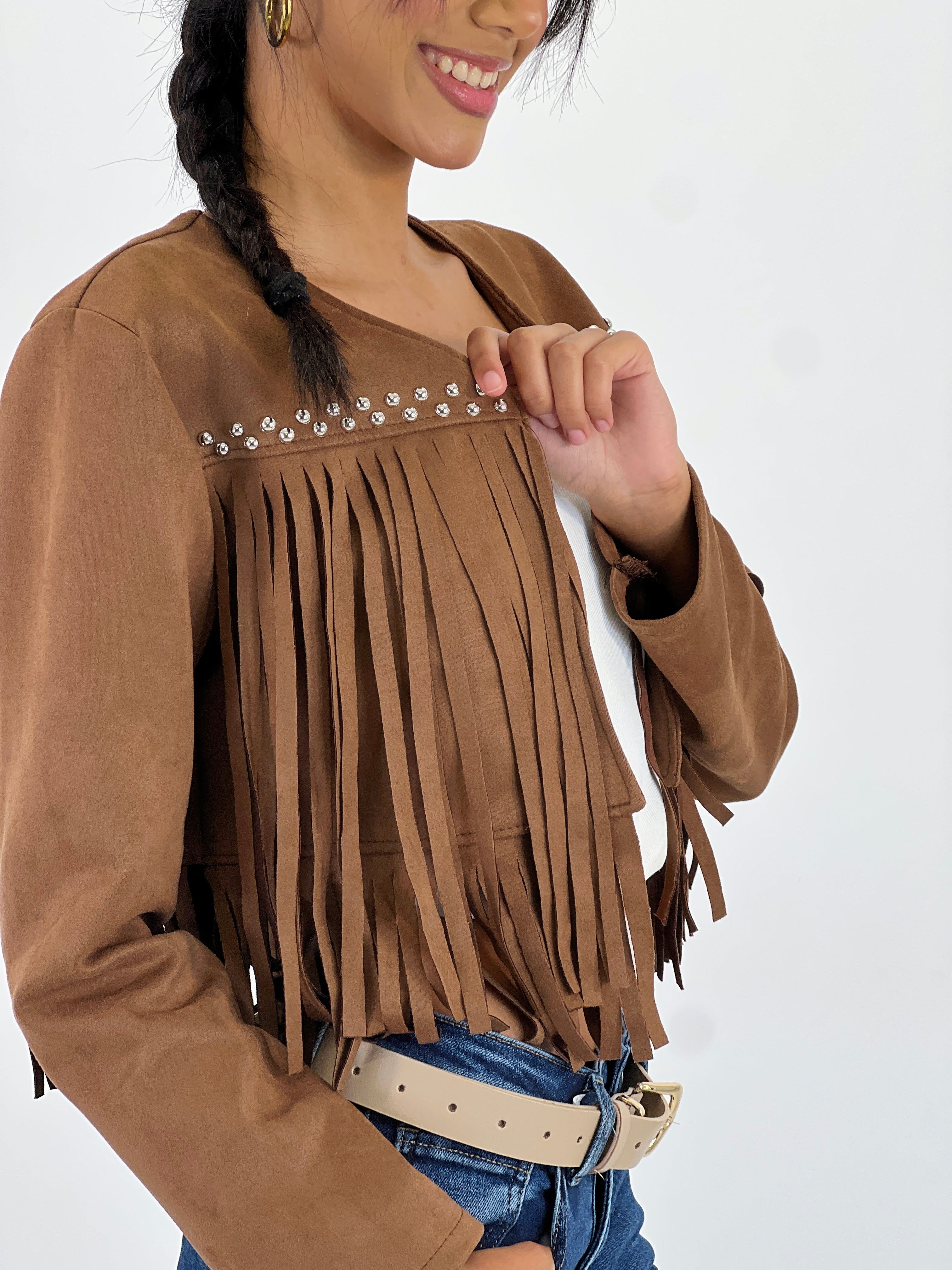 Chaqueta ante flecos