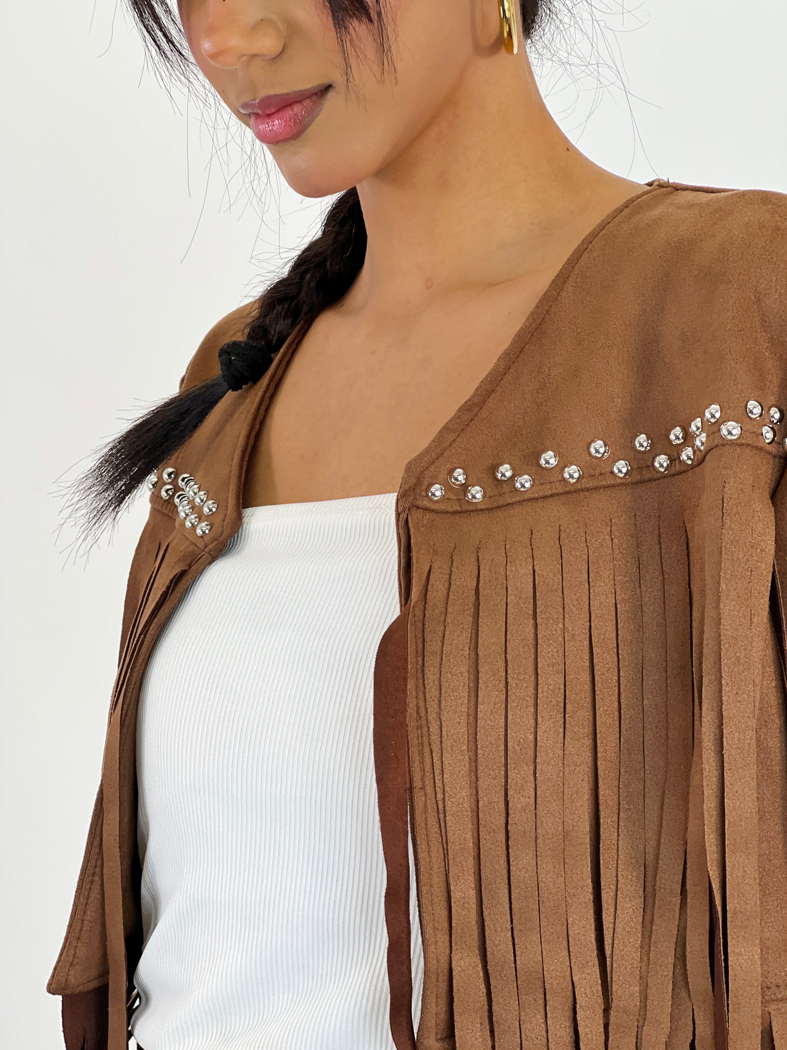 Chaqueta ante flecos