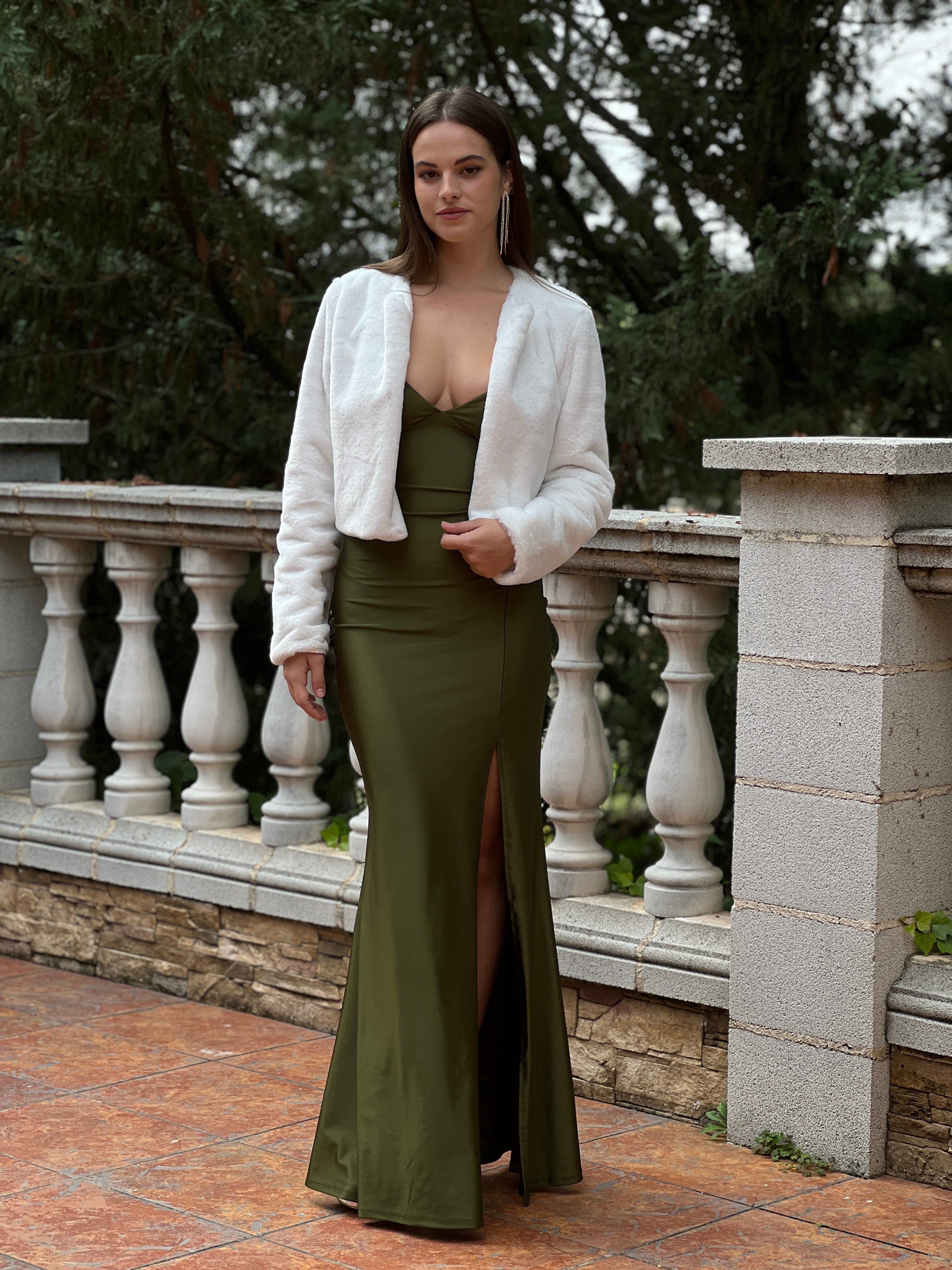 Chaqueta efecto pelo crop