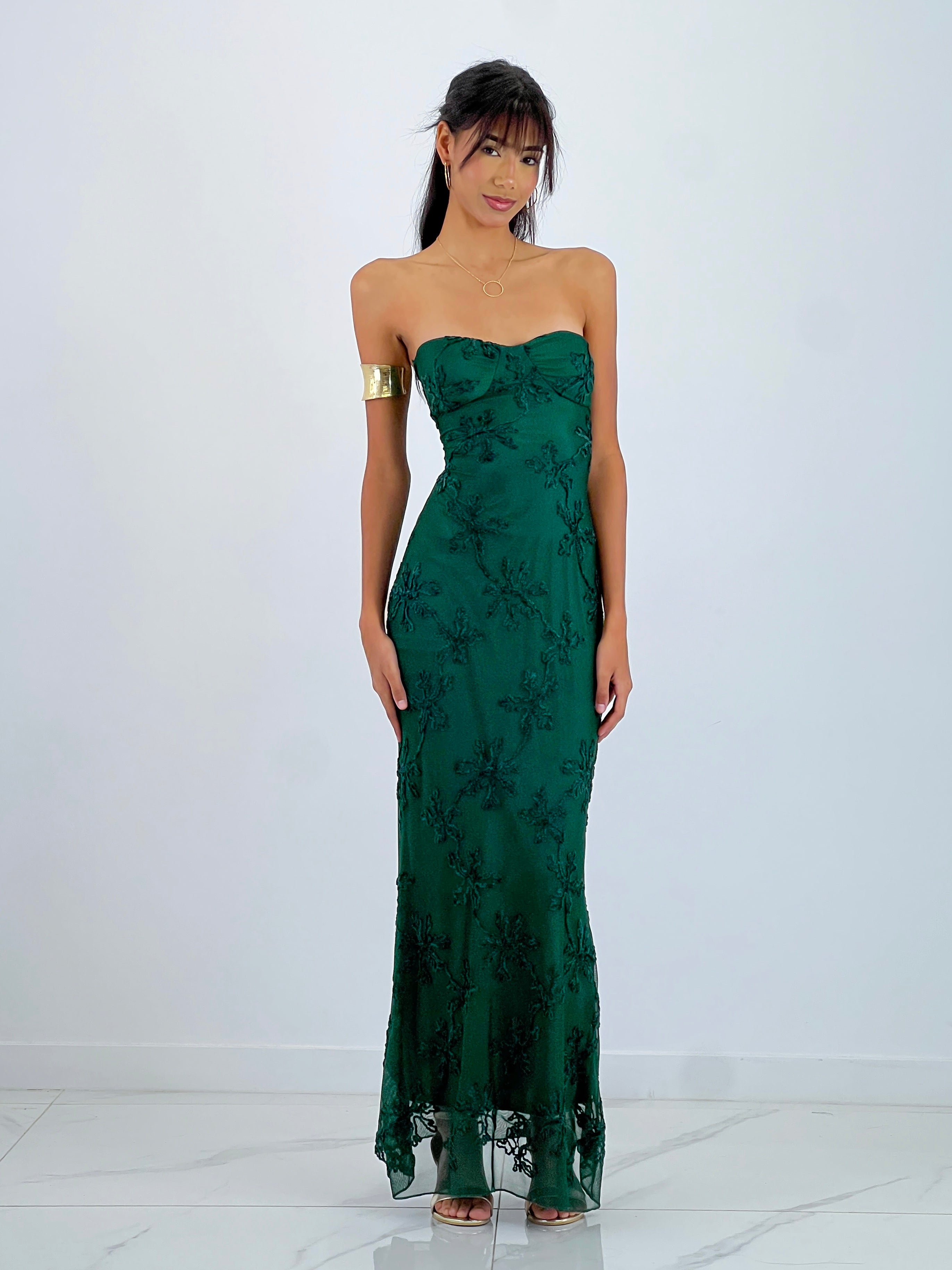 Vestido encaje terciopelo