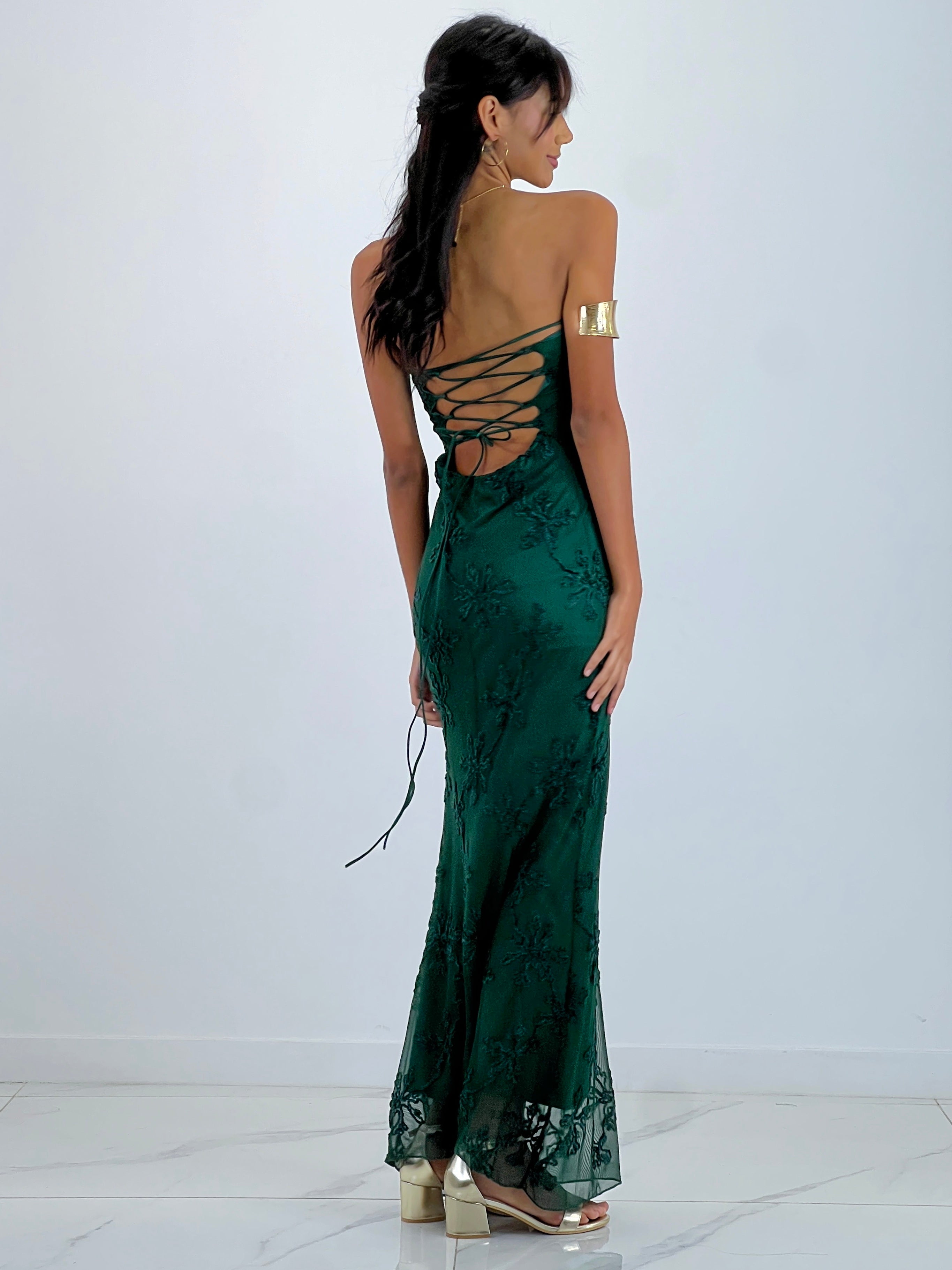 Vestido encaje terciopelo