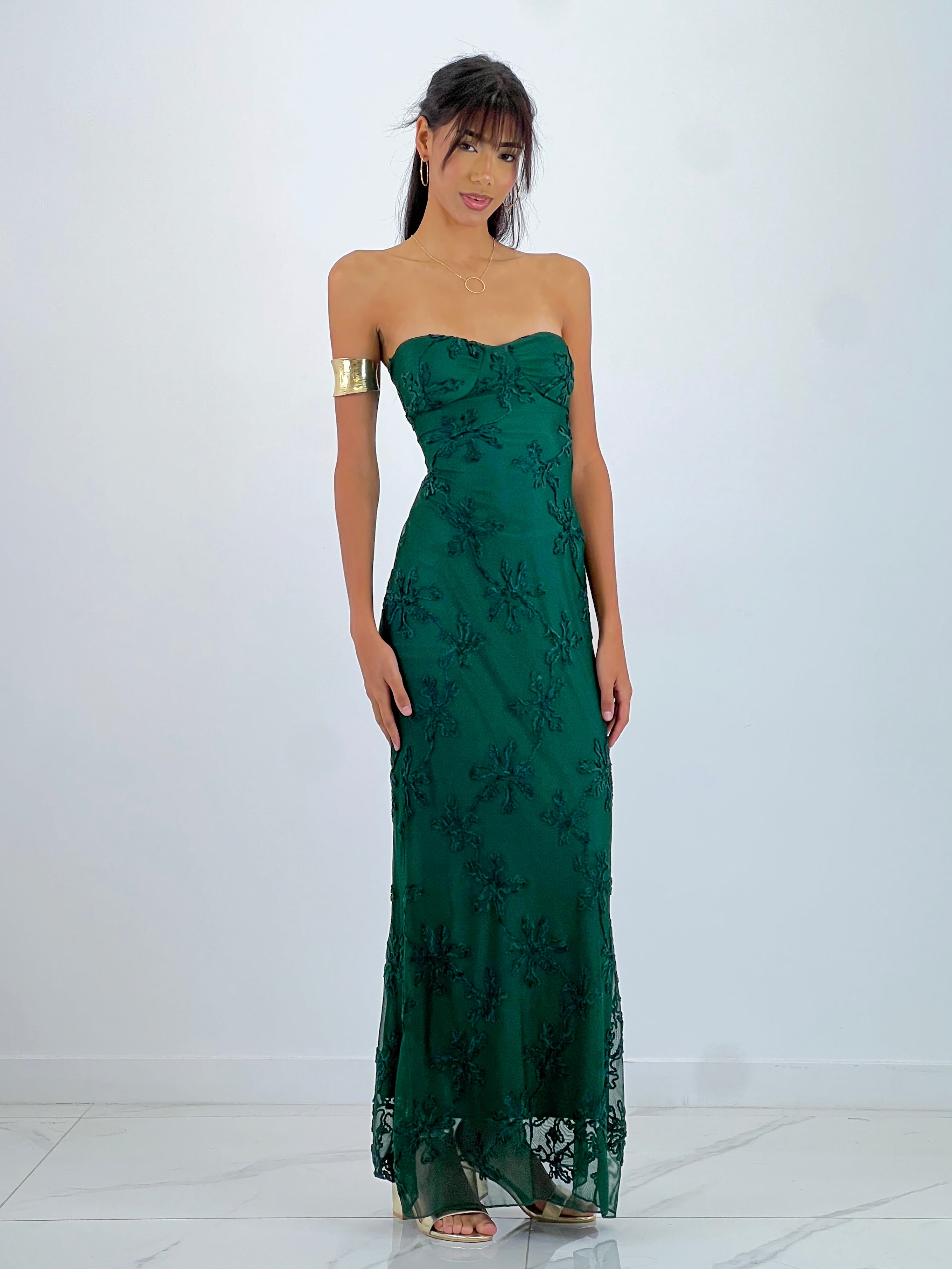 Vestido encaje terciopelo