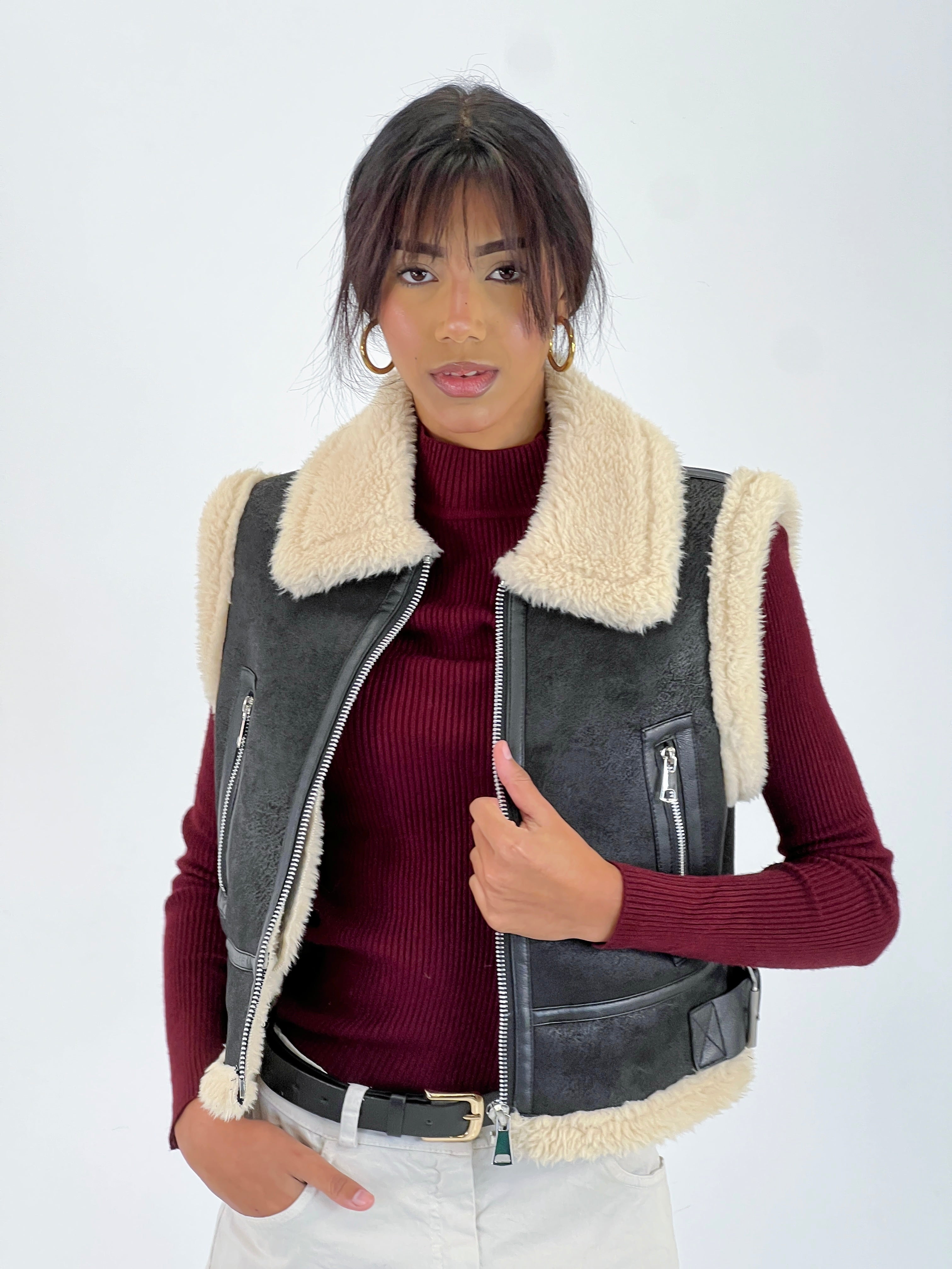 Gilet corto doppia faccia