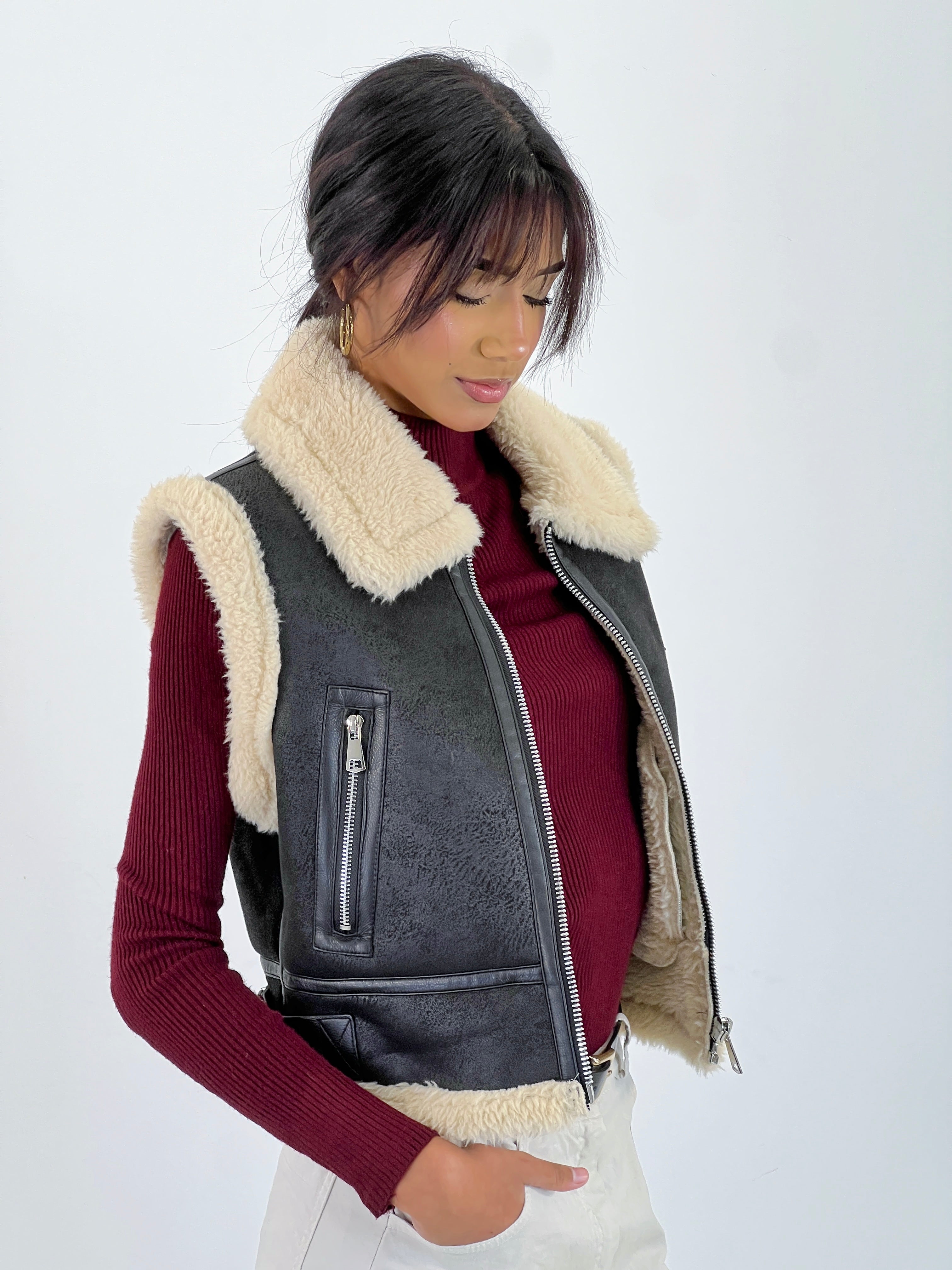 Gilet corto doppia faccia