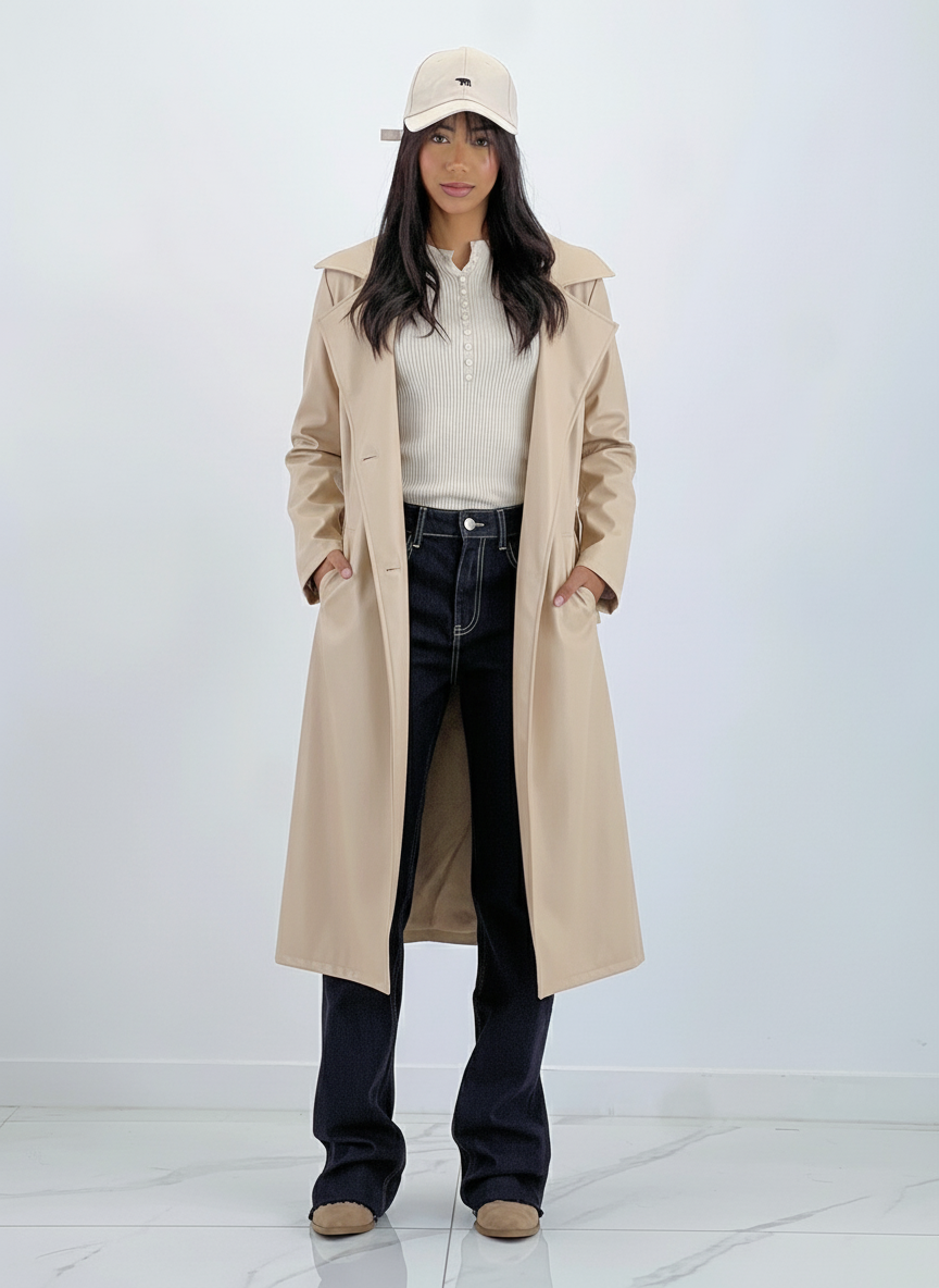 Gabardina efecto piel