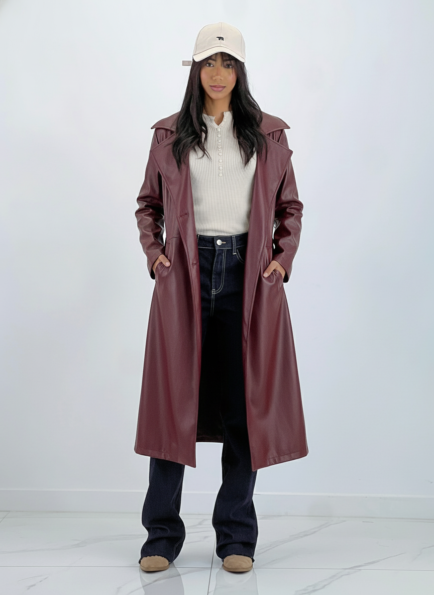 Gabardina efecto piel