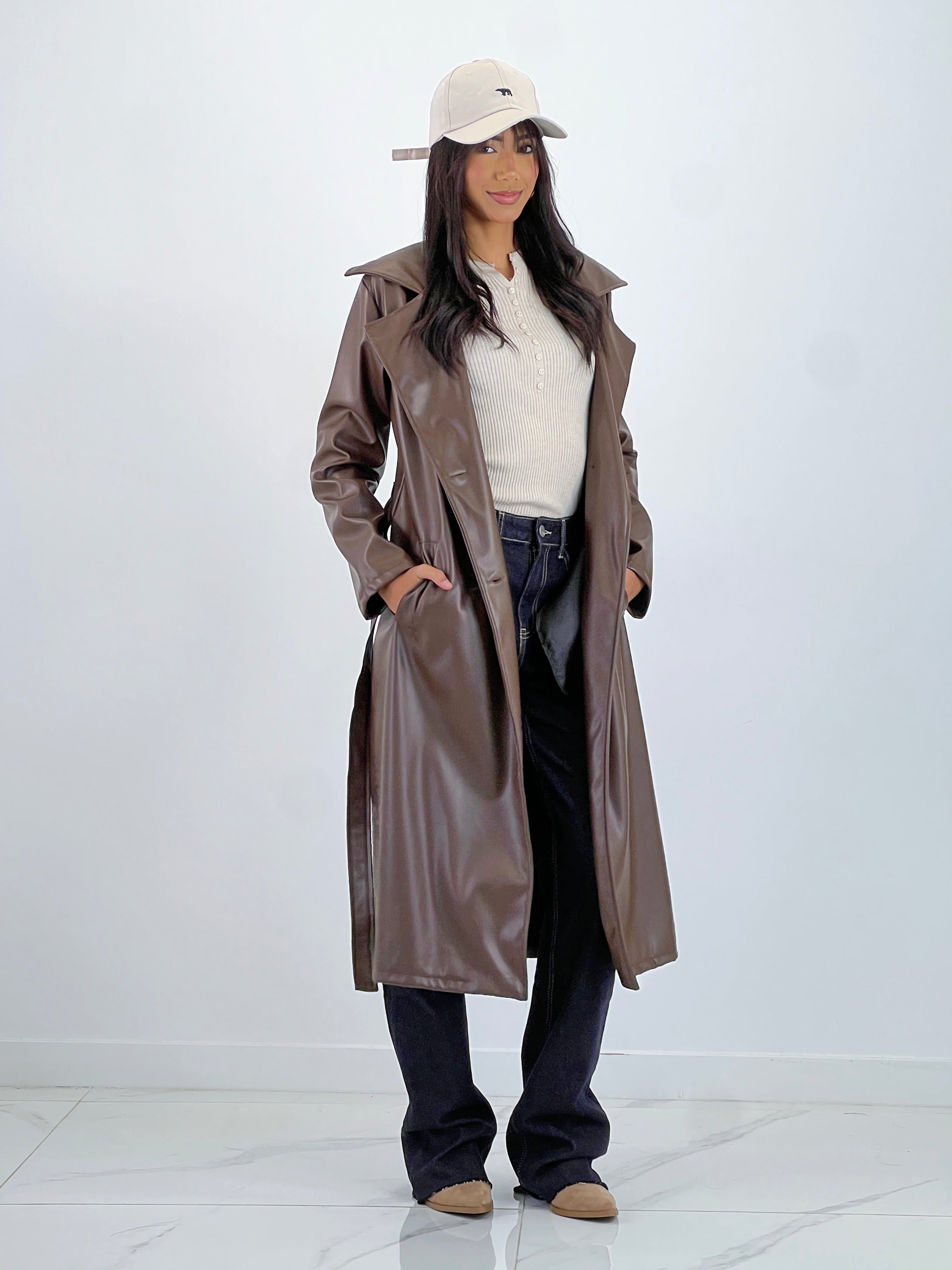 Gabardina efeito pele