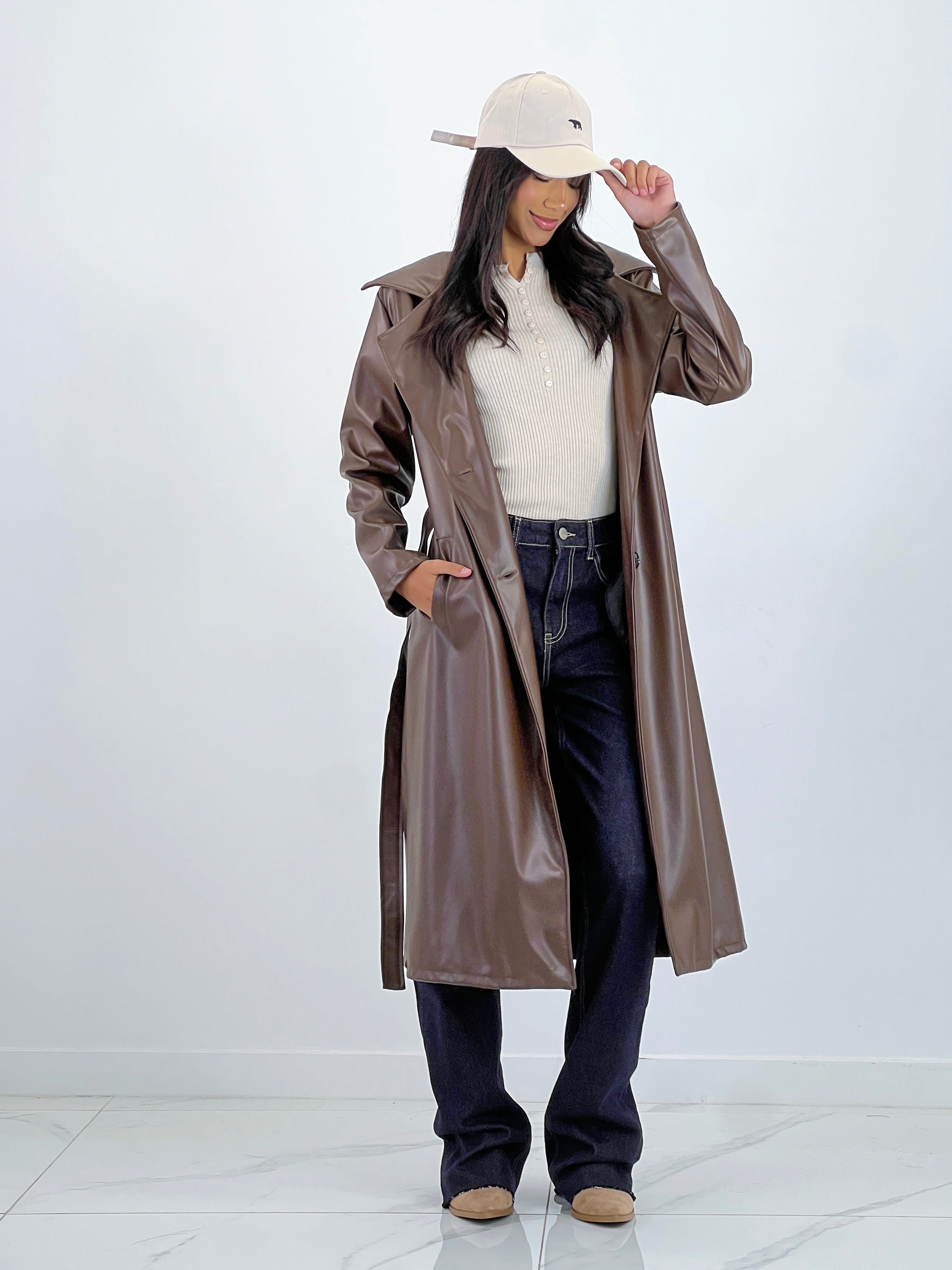 Gabardina efeito pele