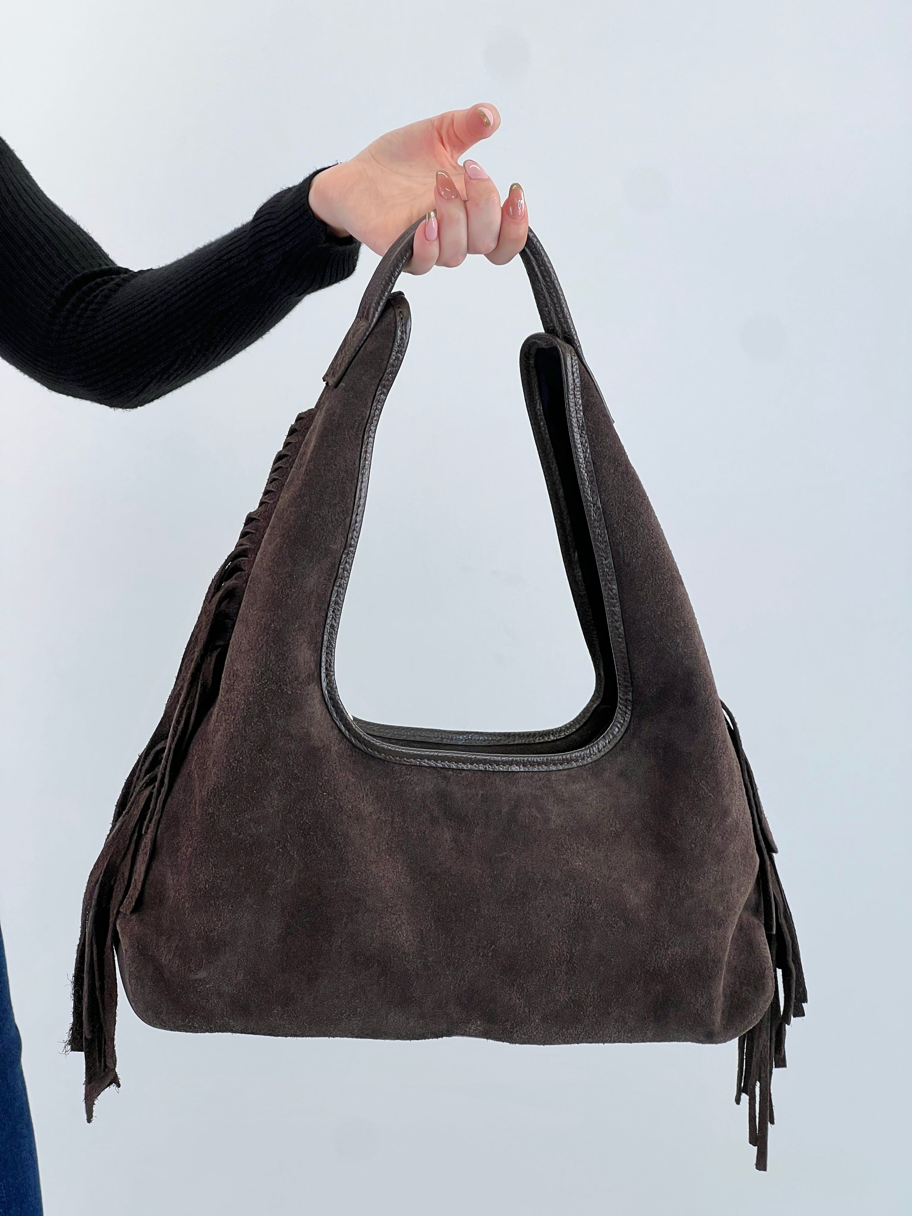 Bolso hobo piel flecos