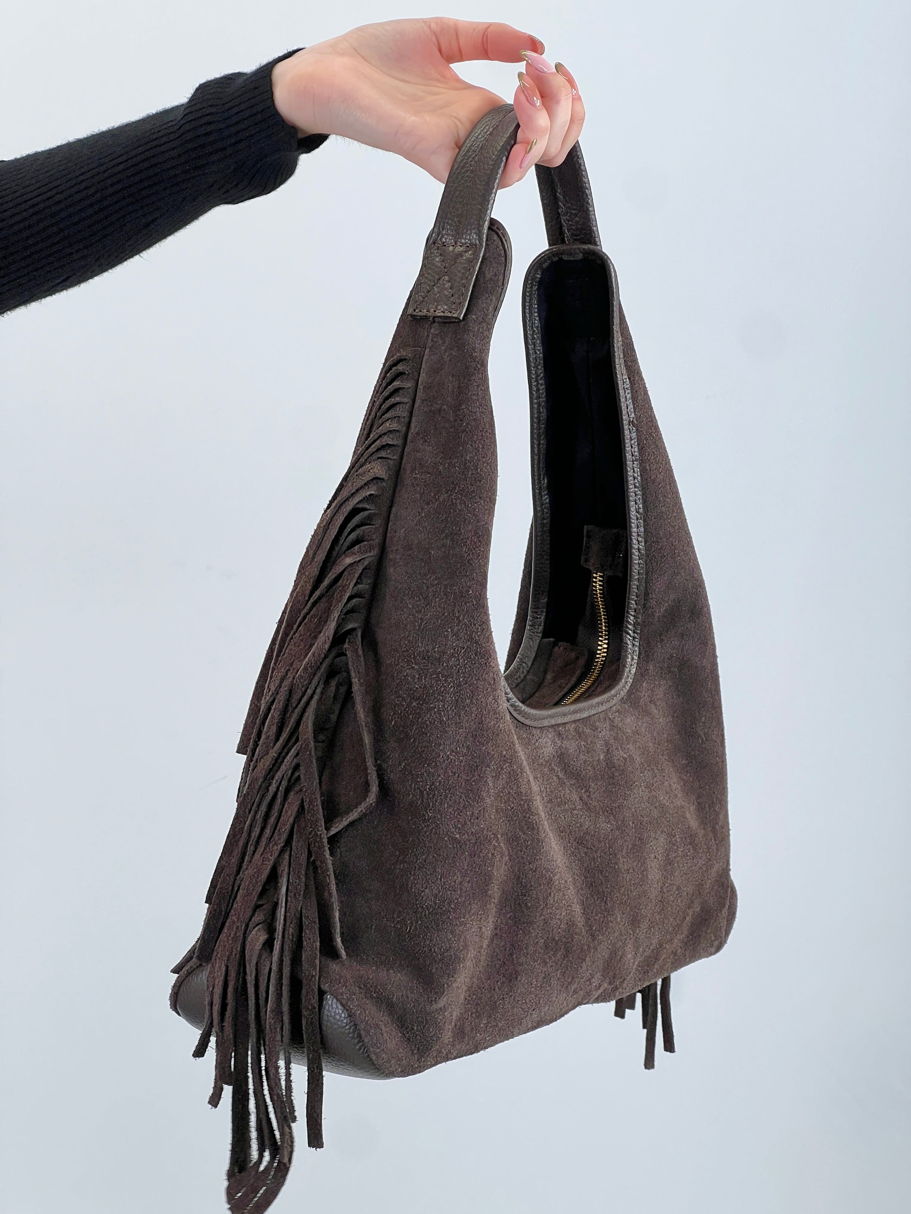 Bolso hobo piel flecos