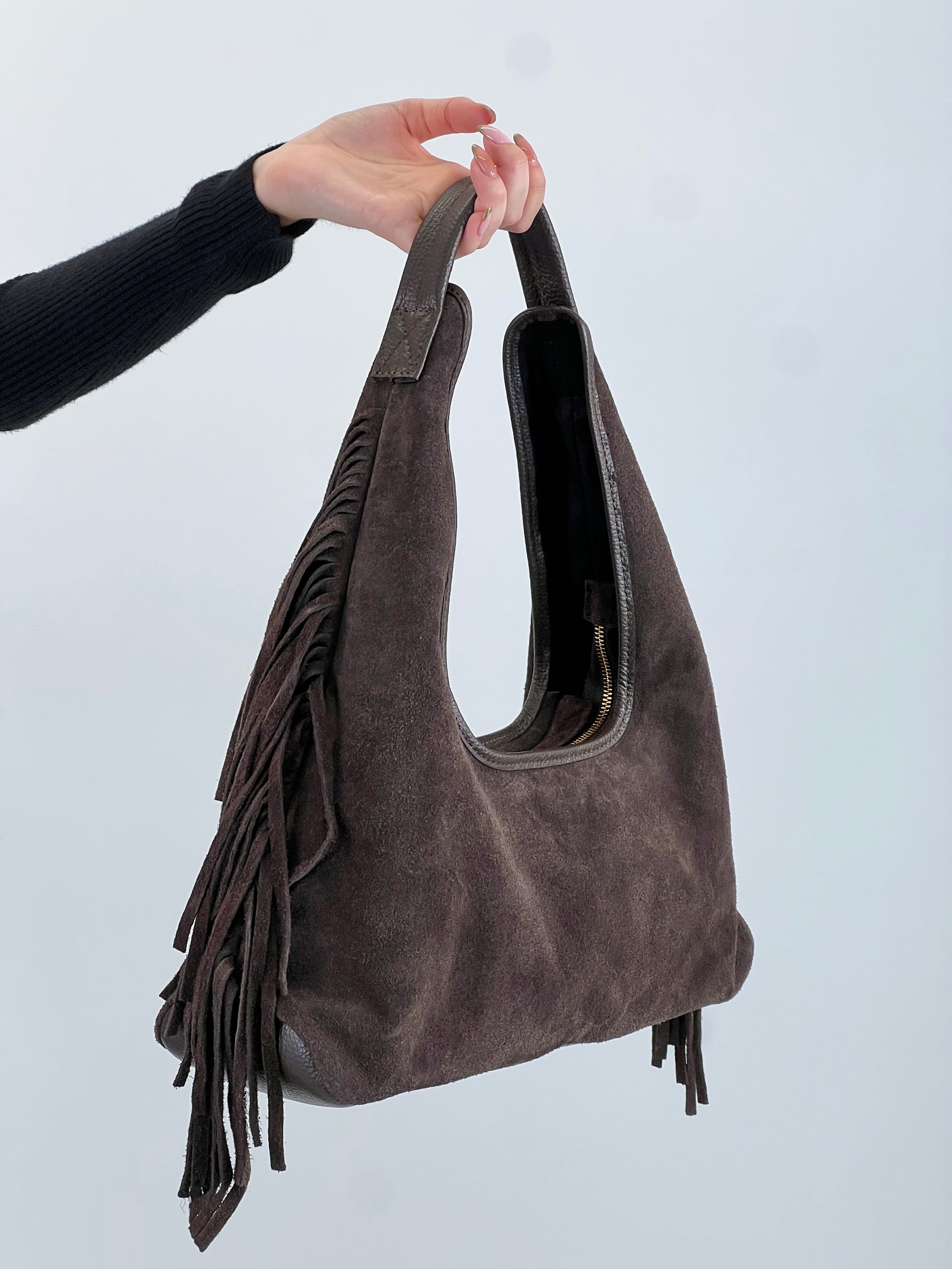 Bolso hobo piel flecos