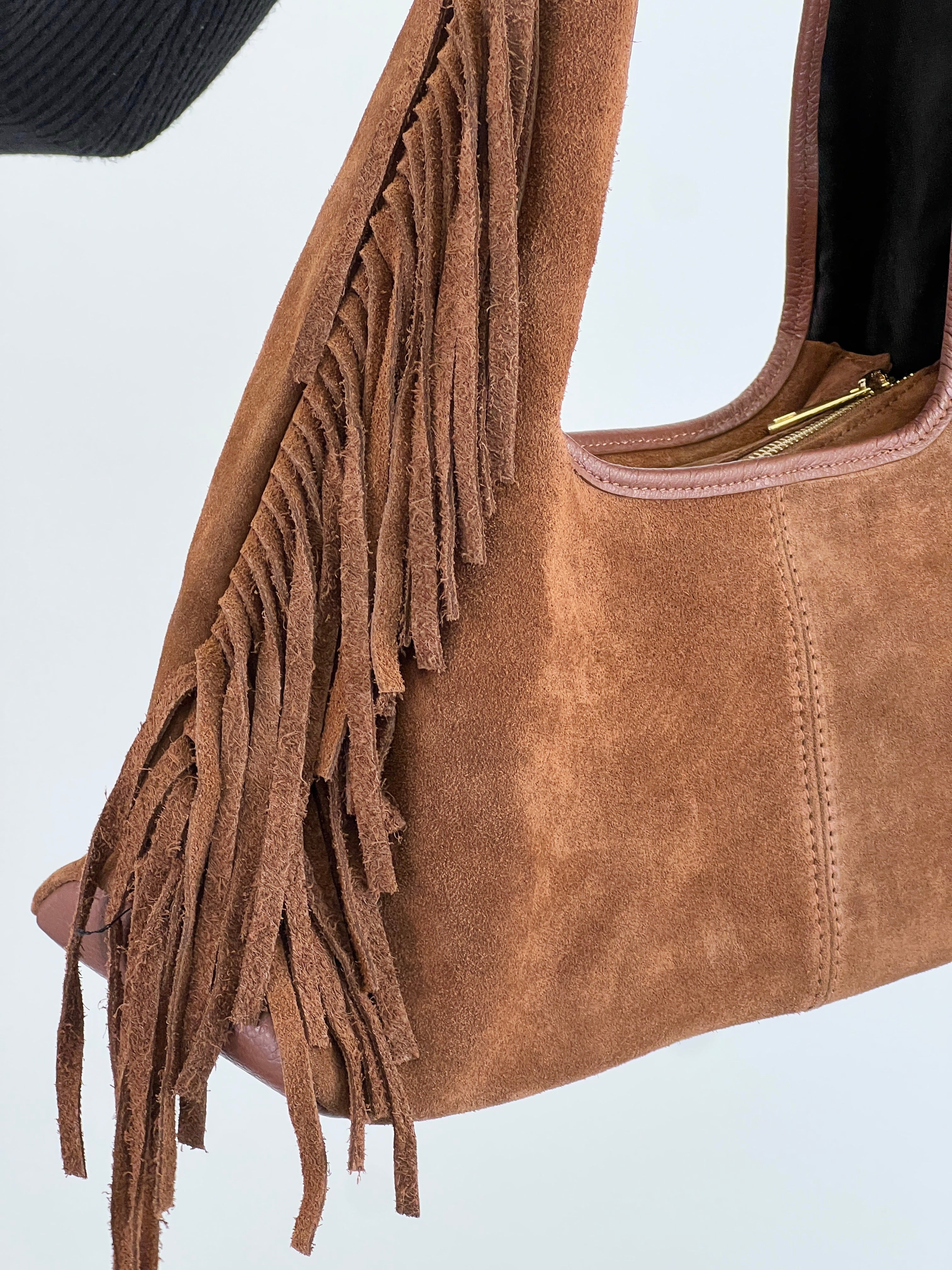 Bolso hobo piel flecos