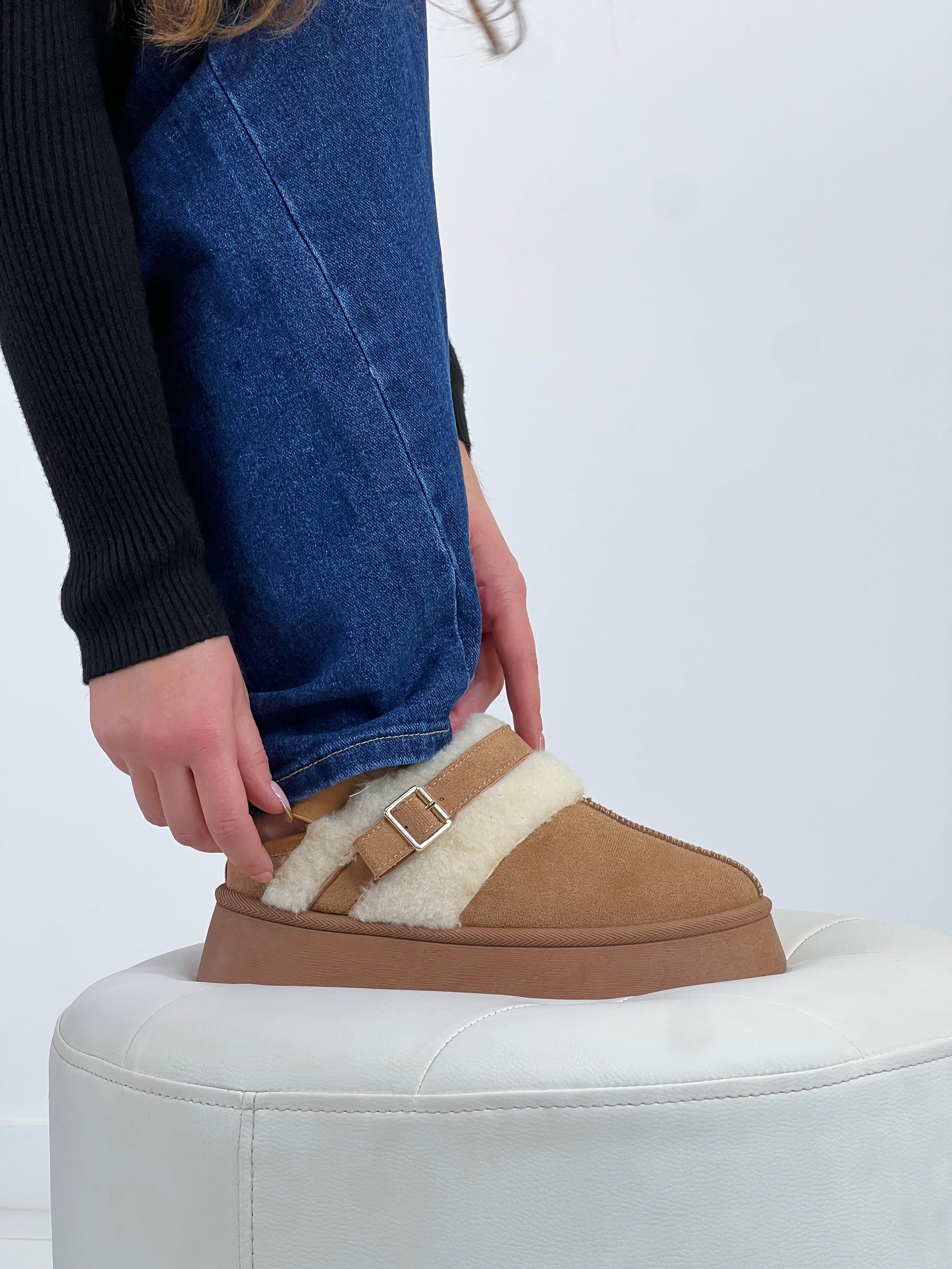 Zueco plataforma borreguito