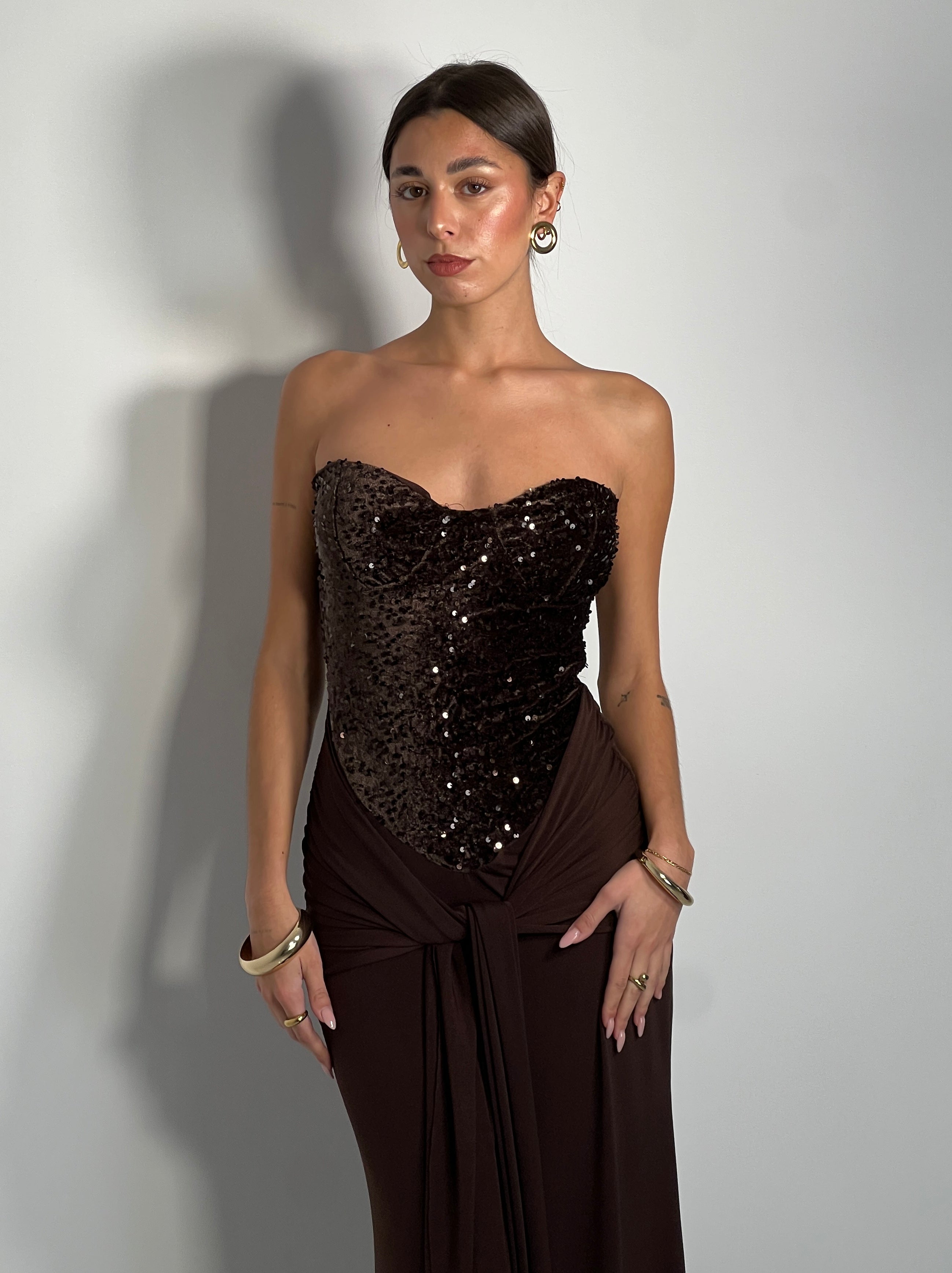 Vestido combinado terciopelo