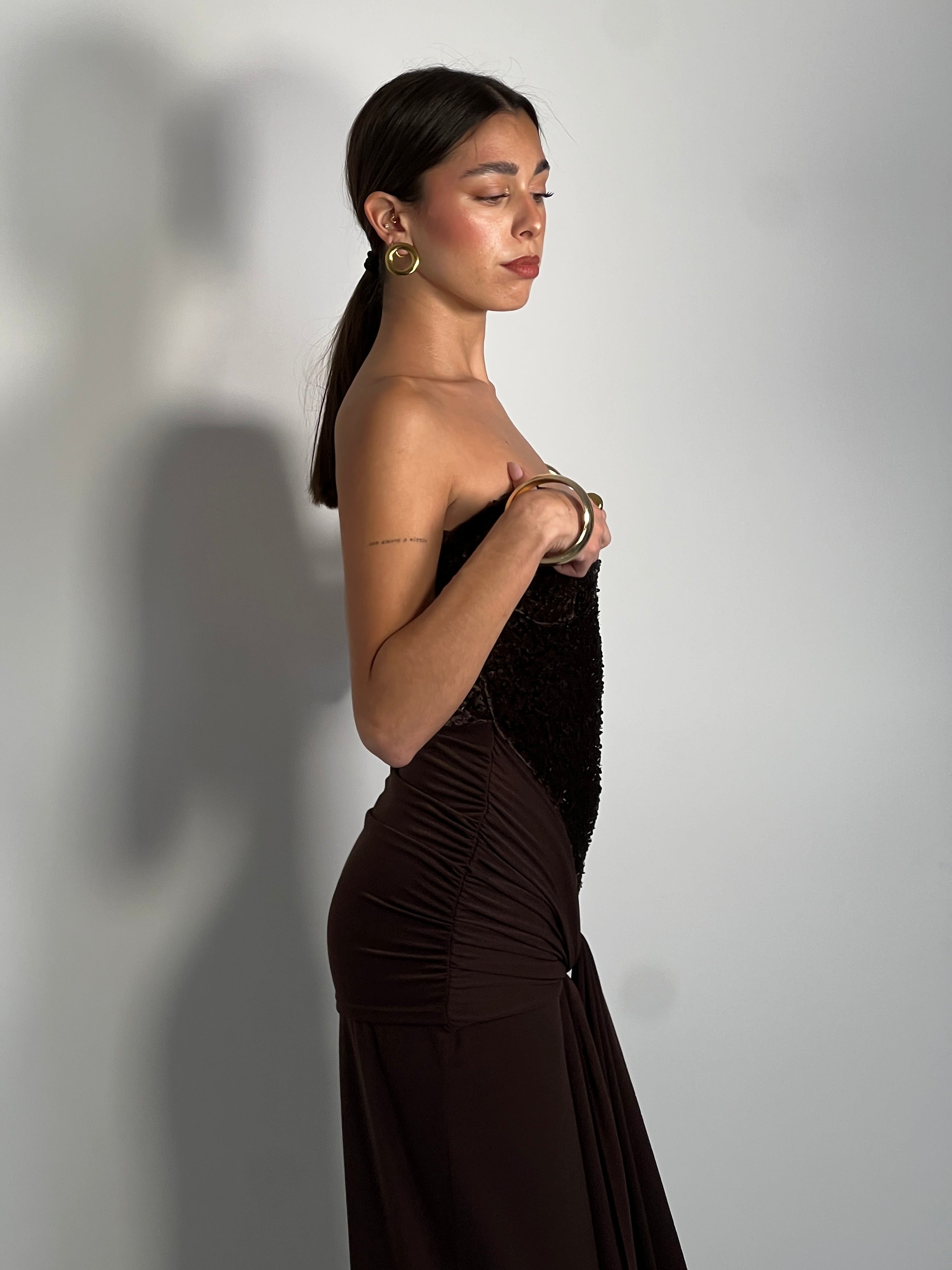 Vestido combinado terciopelo