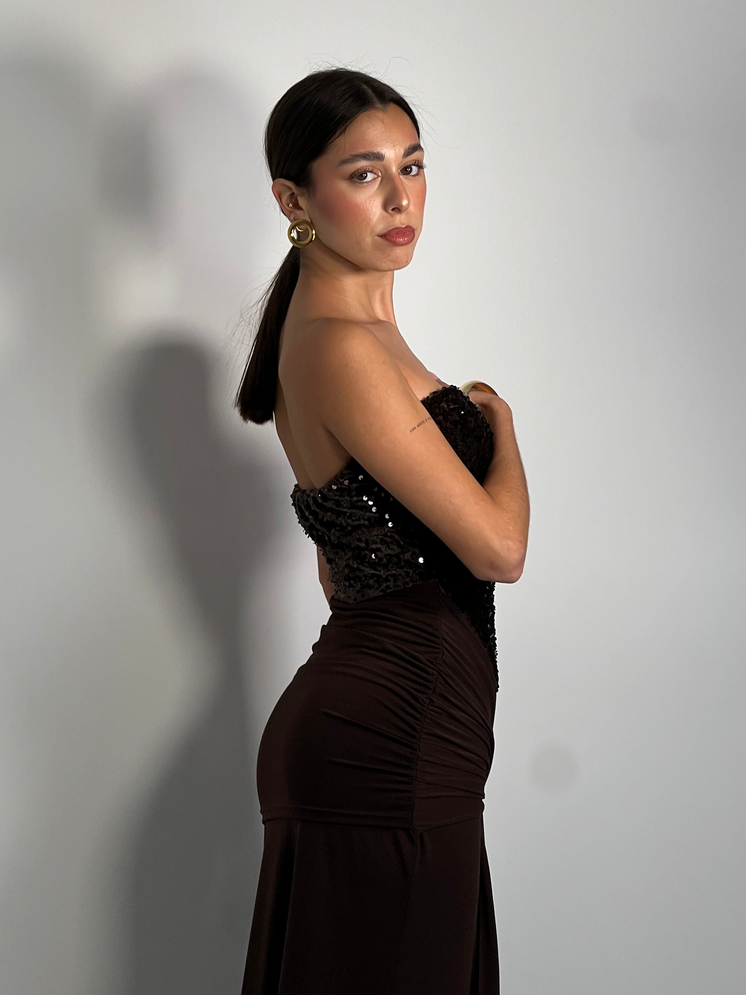 Vestido combinado terciopelo