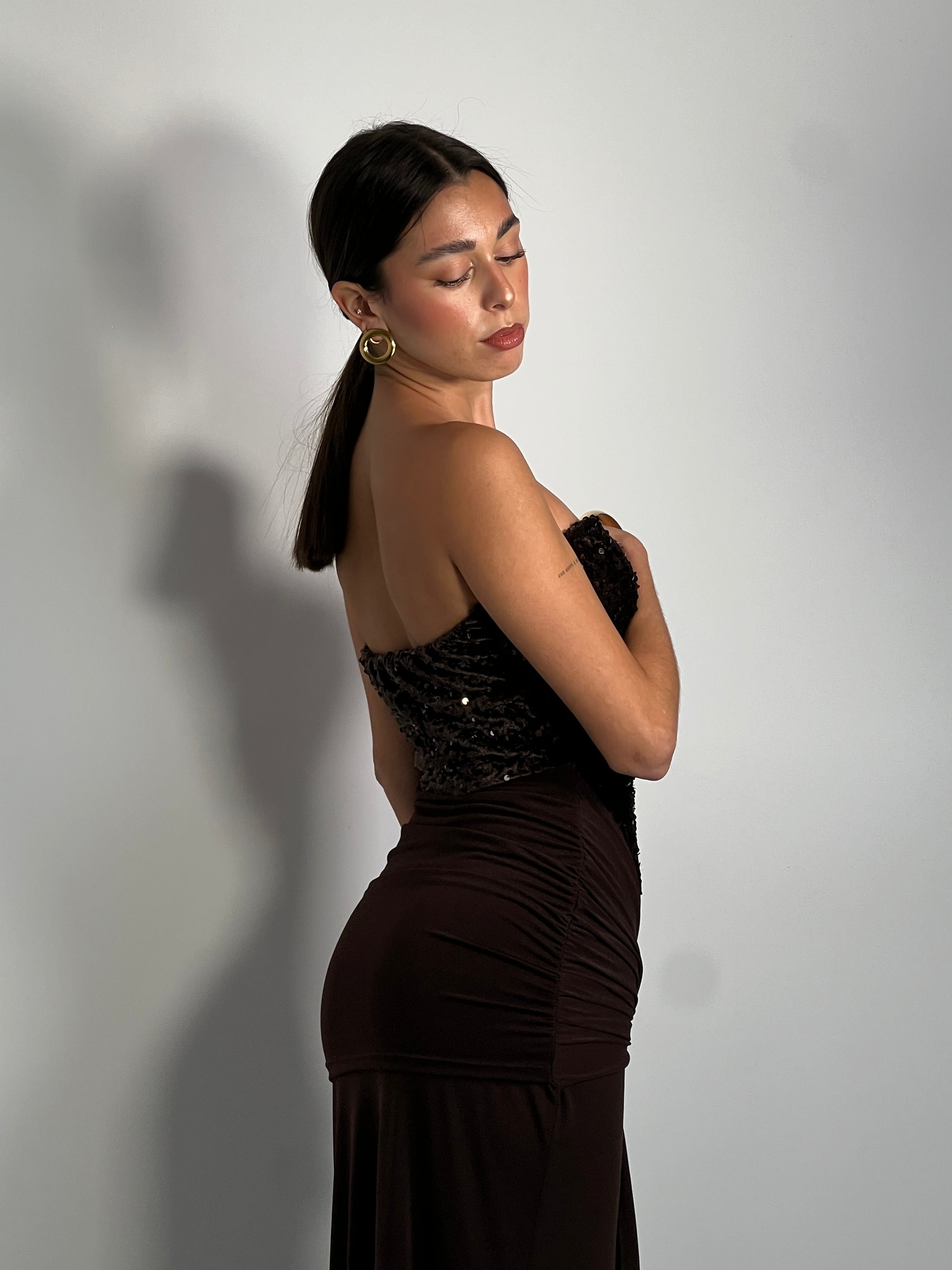 Vestido combinado terciopelo