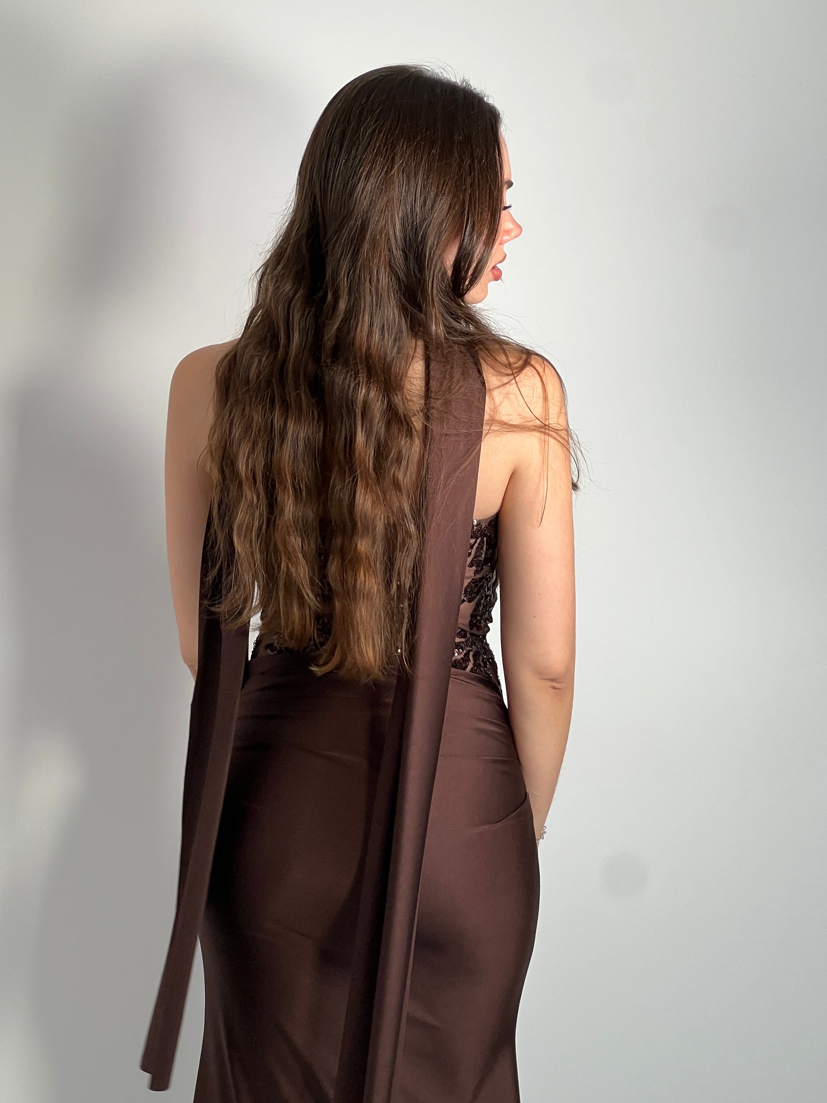 Vestido palabra de honor lentejuela