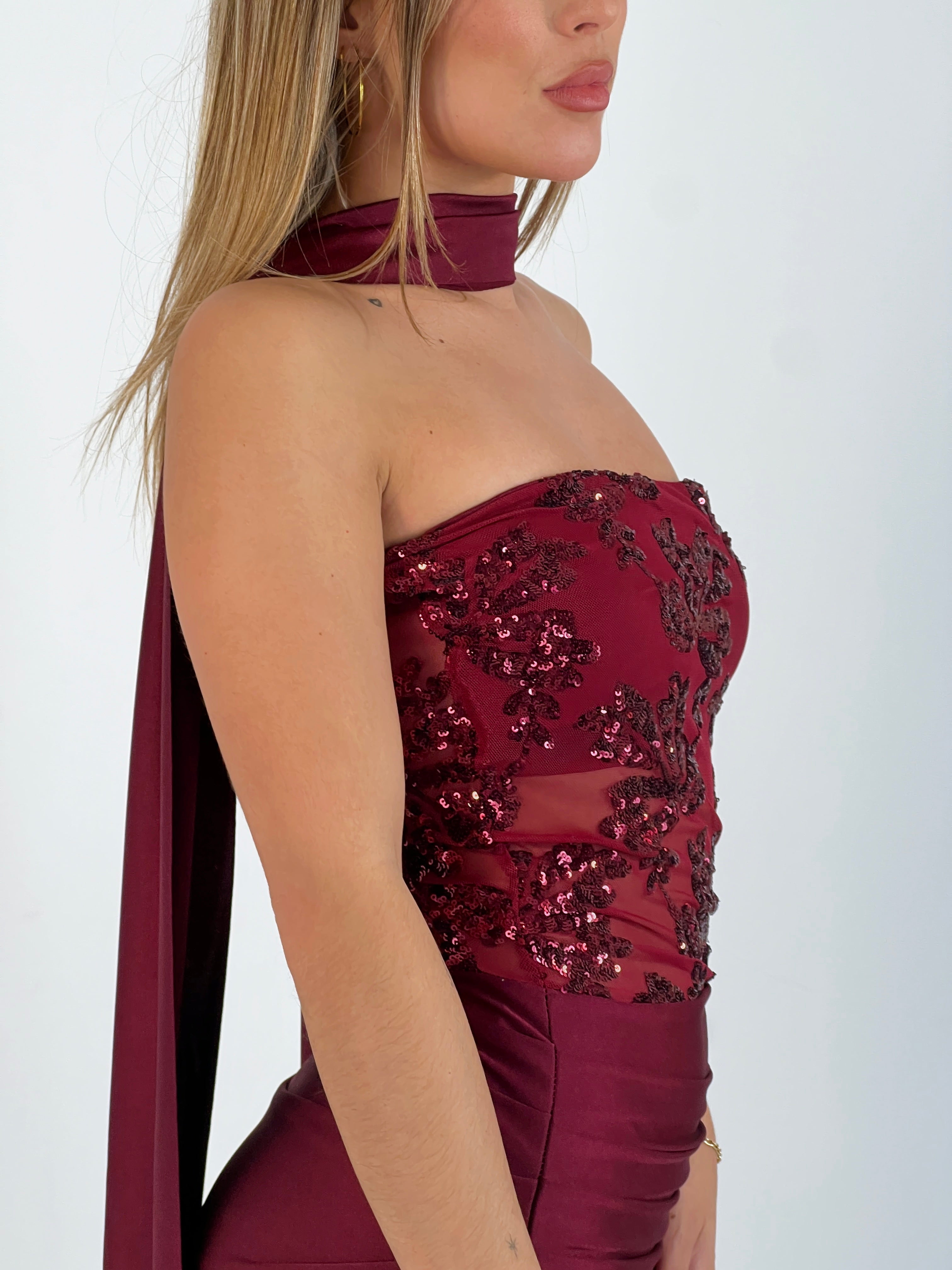 Vestido palabra de honor lentejuela