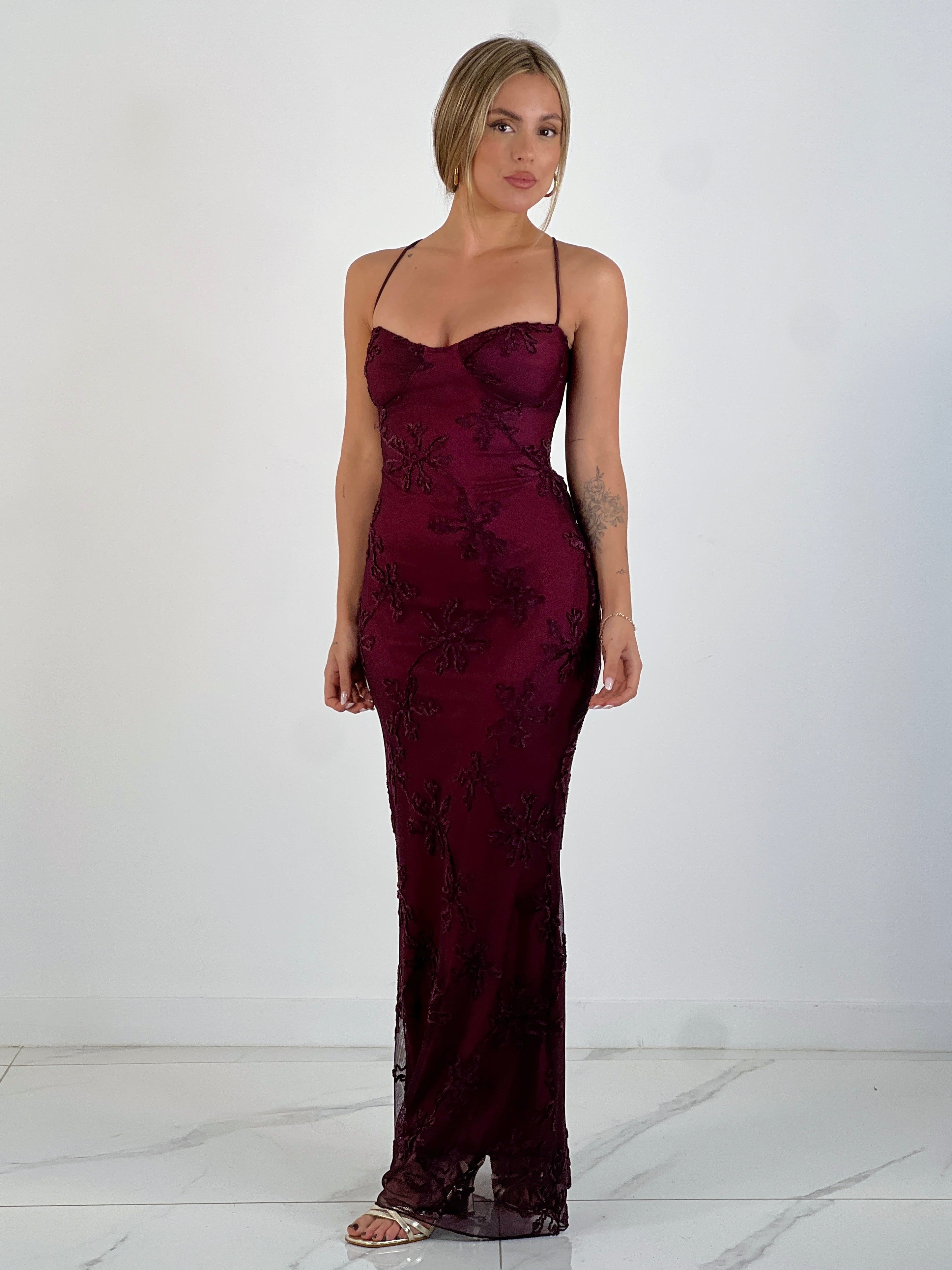 Vestido encaje terciopelo