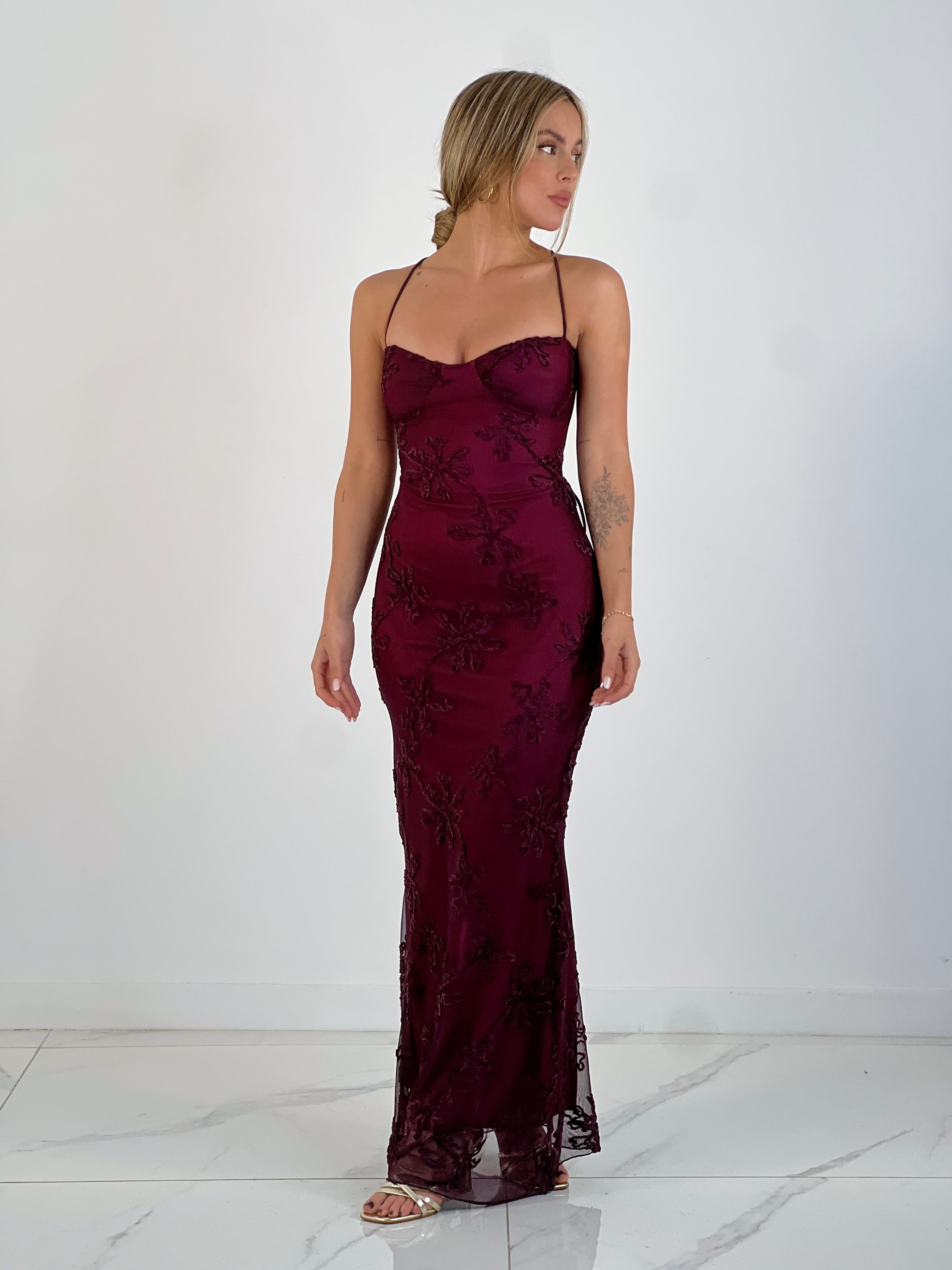 Vestido encaje terciopelo