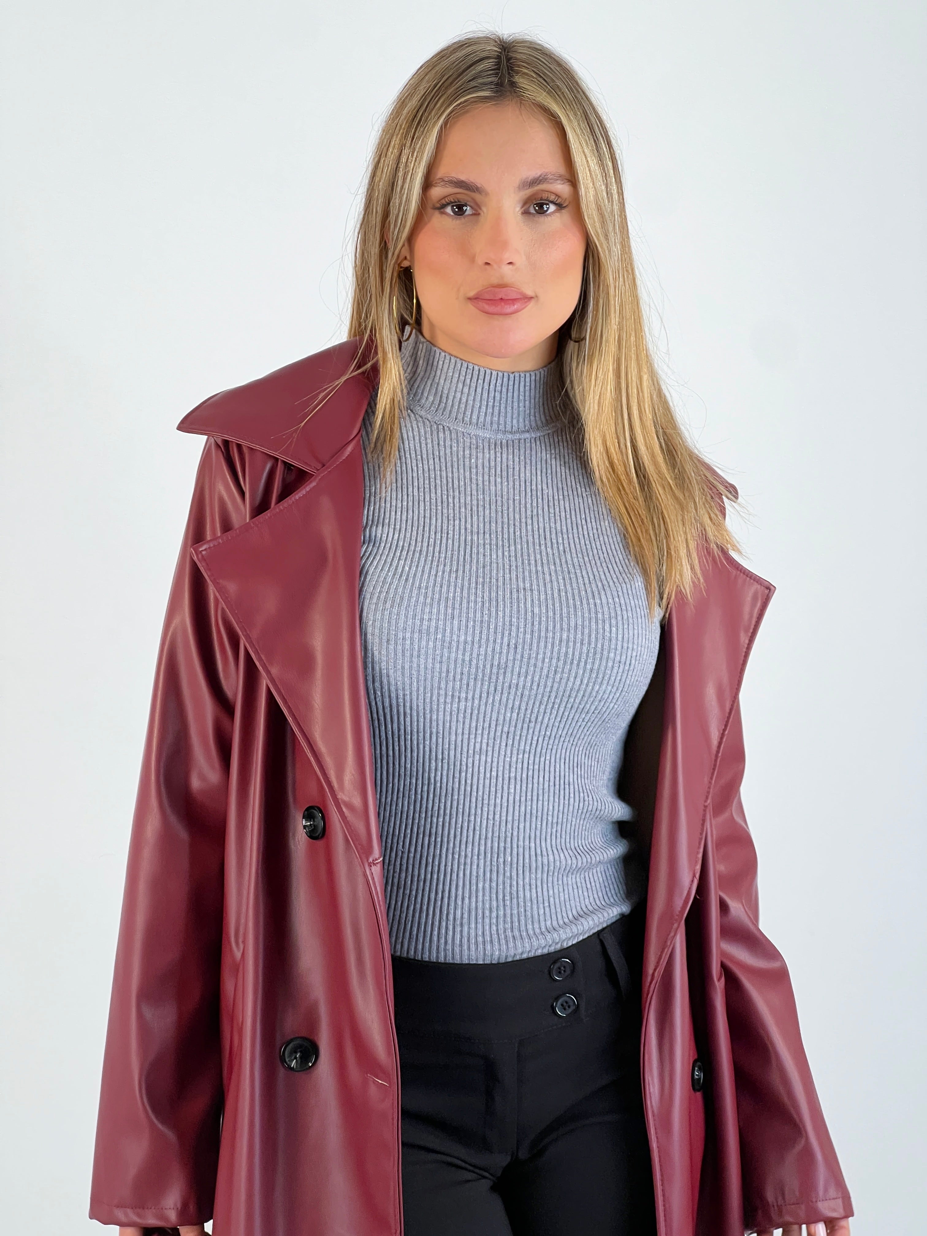 Gabardina efecto piel