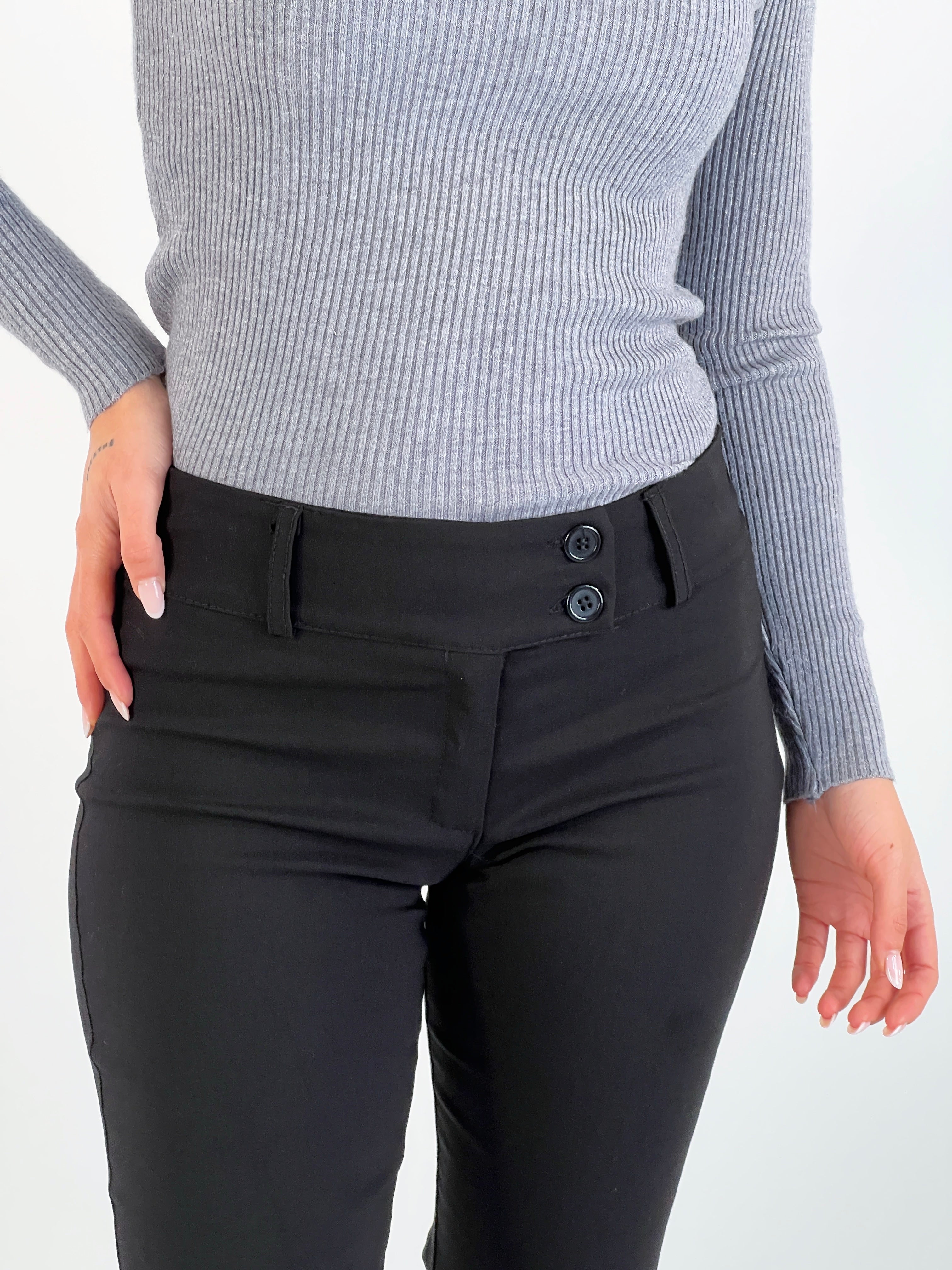 Pantalone a vita alta con doppio bottone