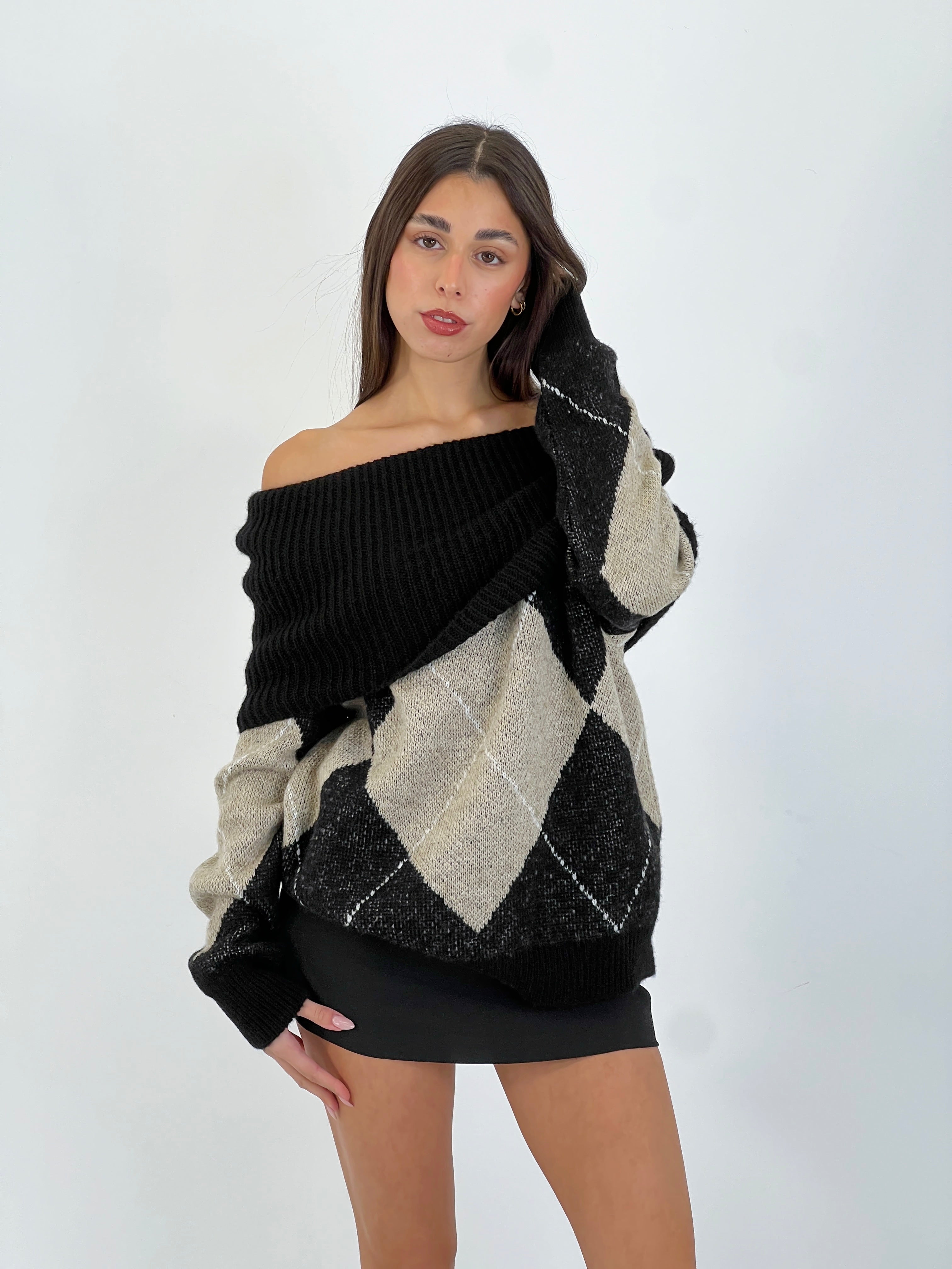 Maglia rombi scollo a barca