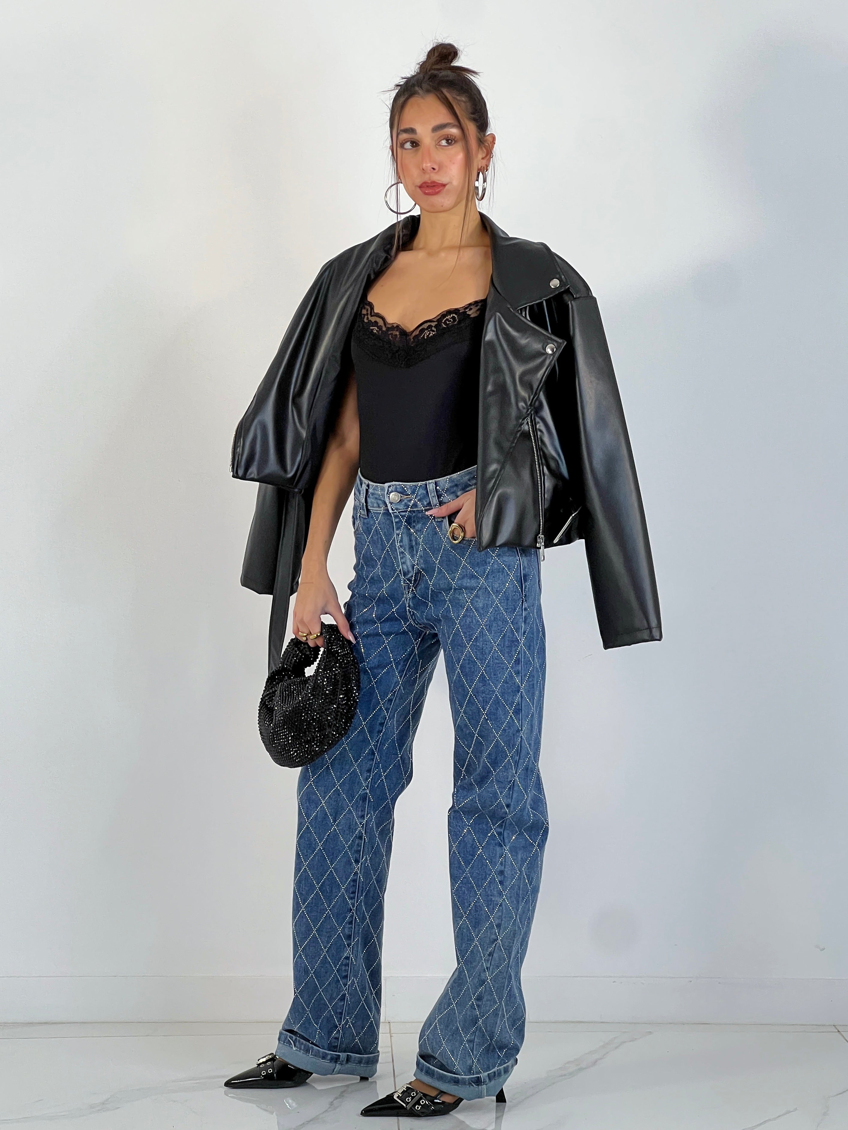 Crossed biker jacket