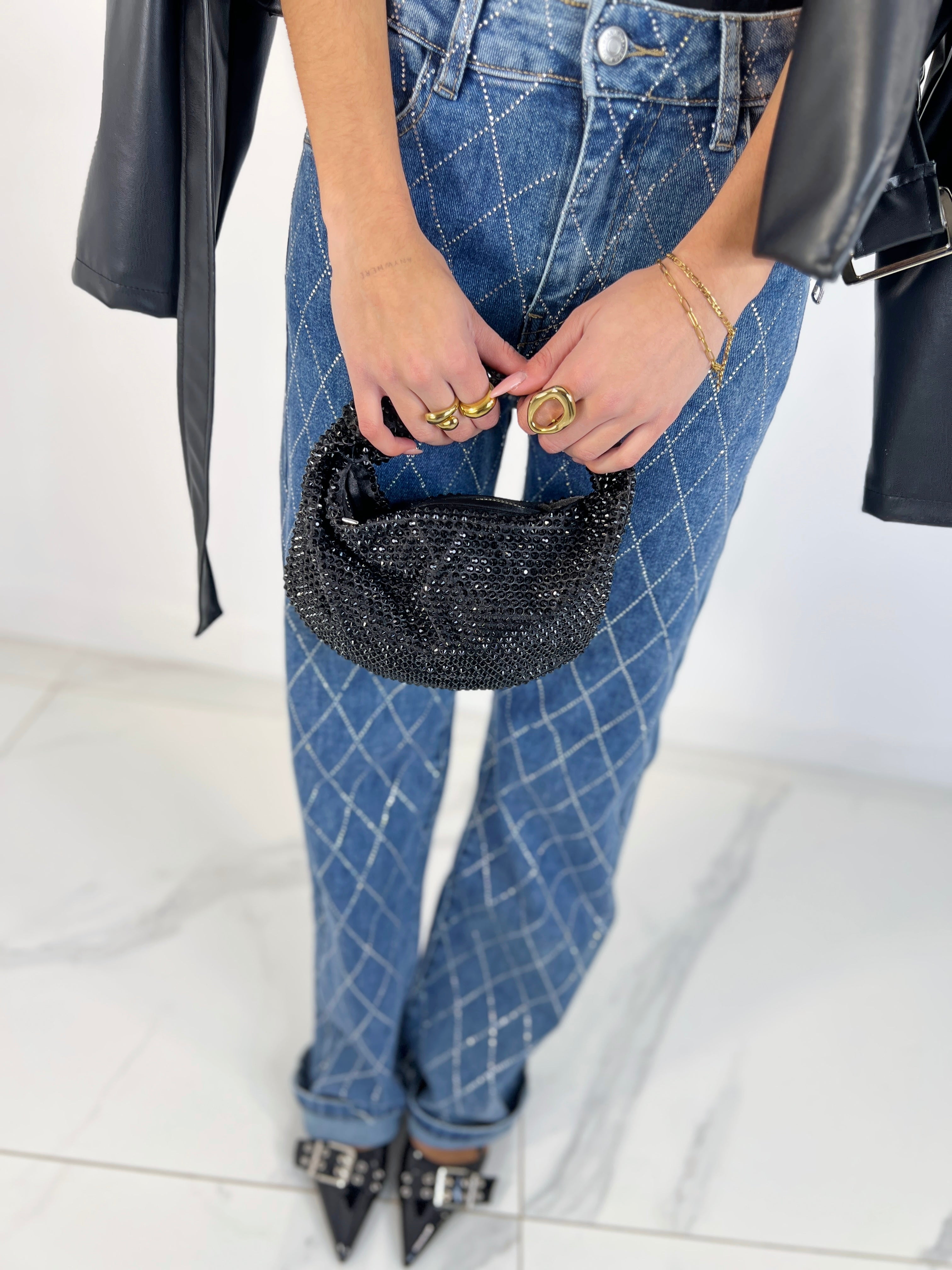 Jeans Rectos rombos Strass