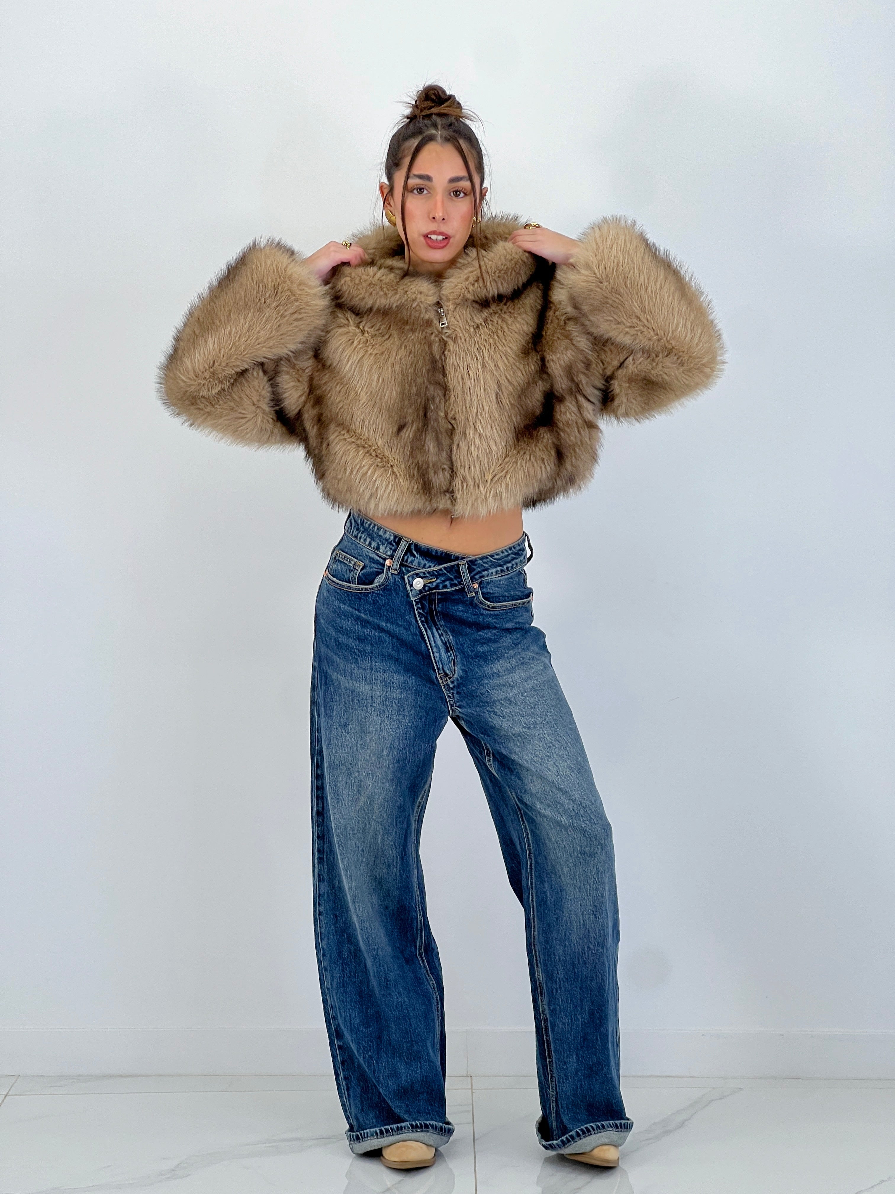 Cropped fur jacket