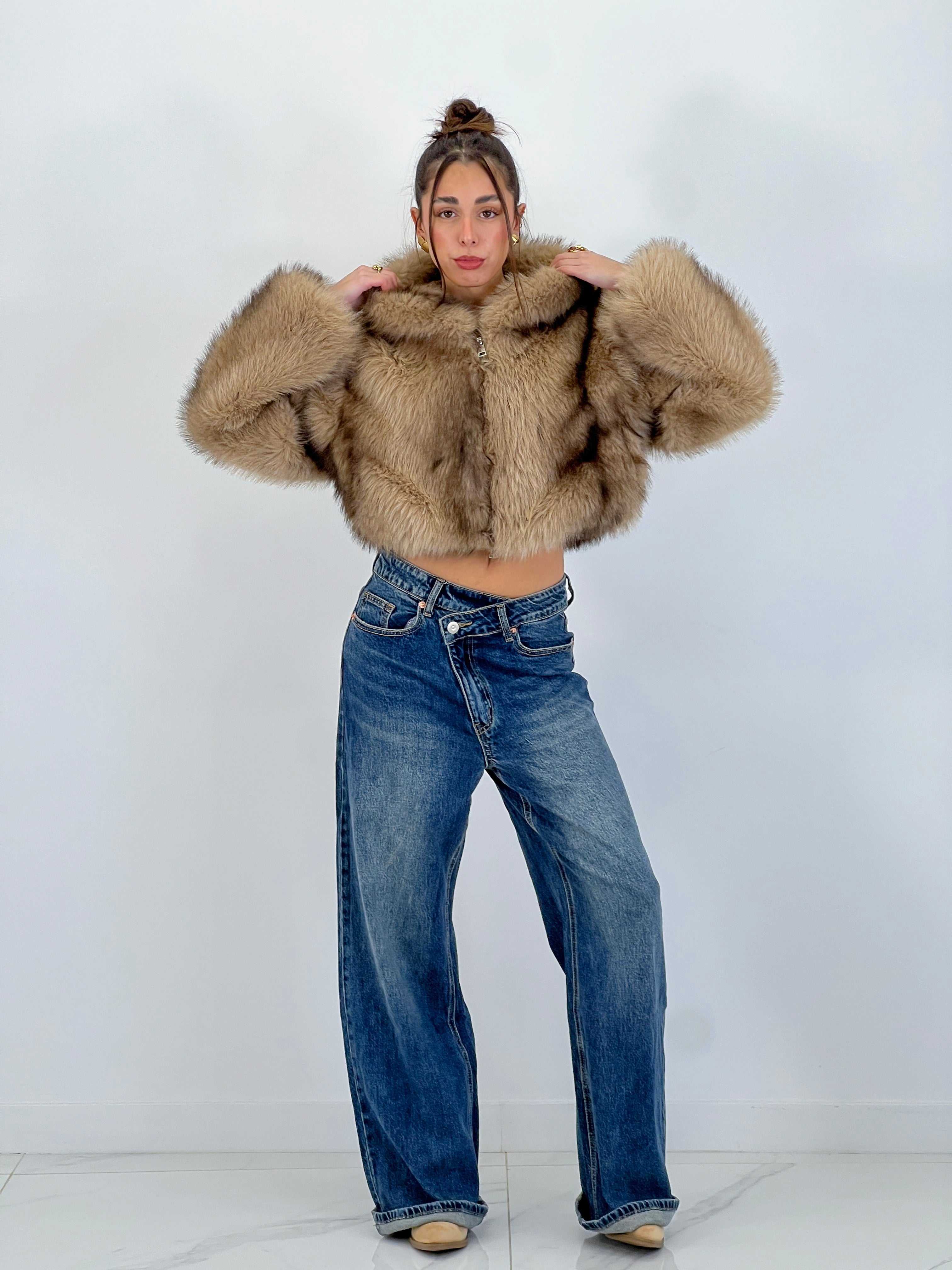 Cropped fur jacket