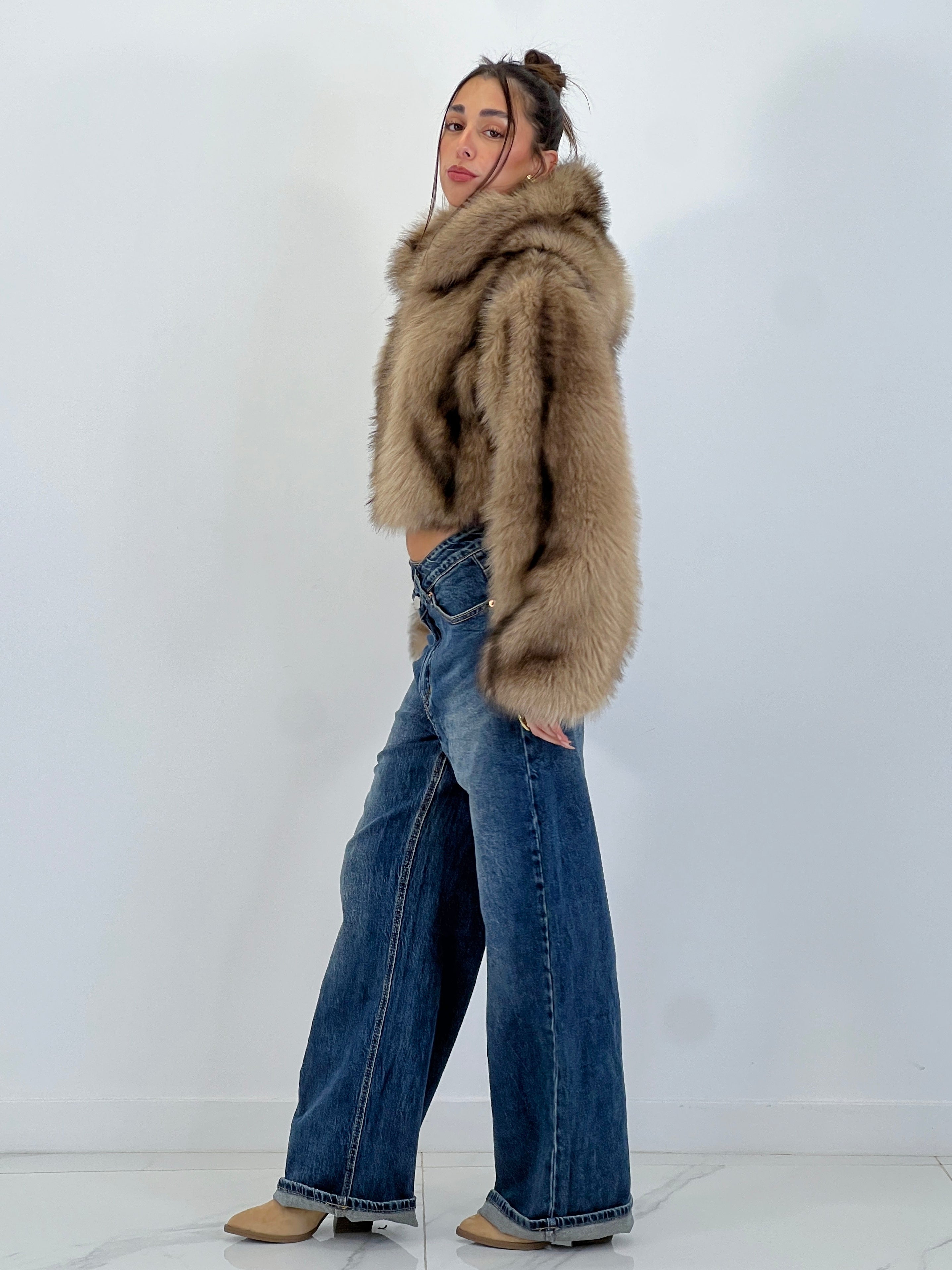 Cropped fur jacket