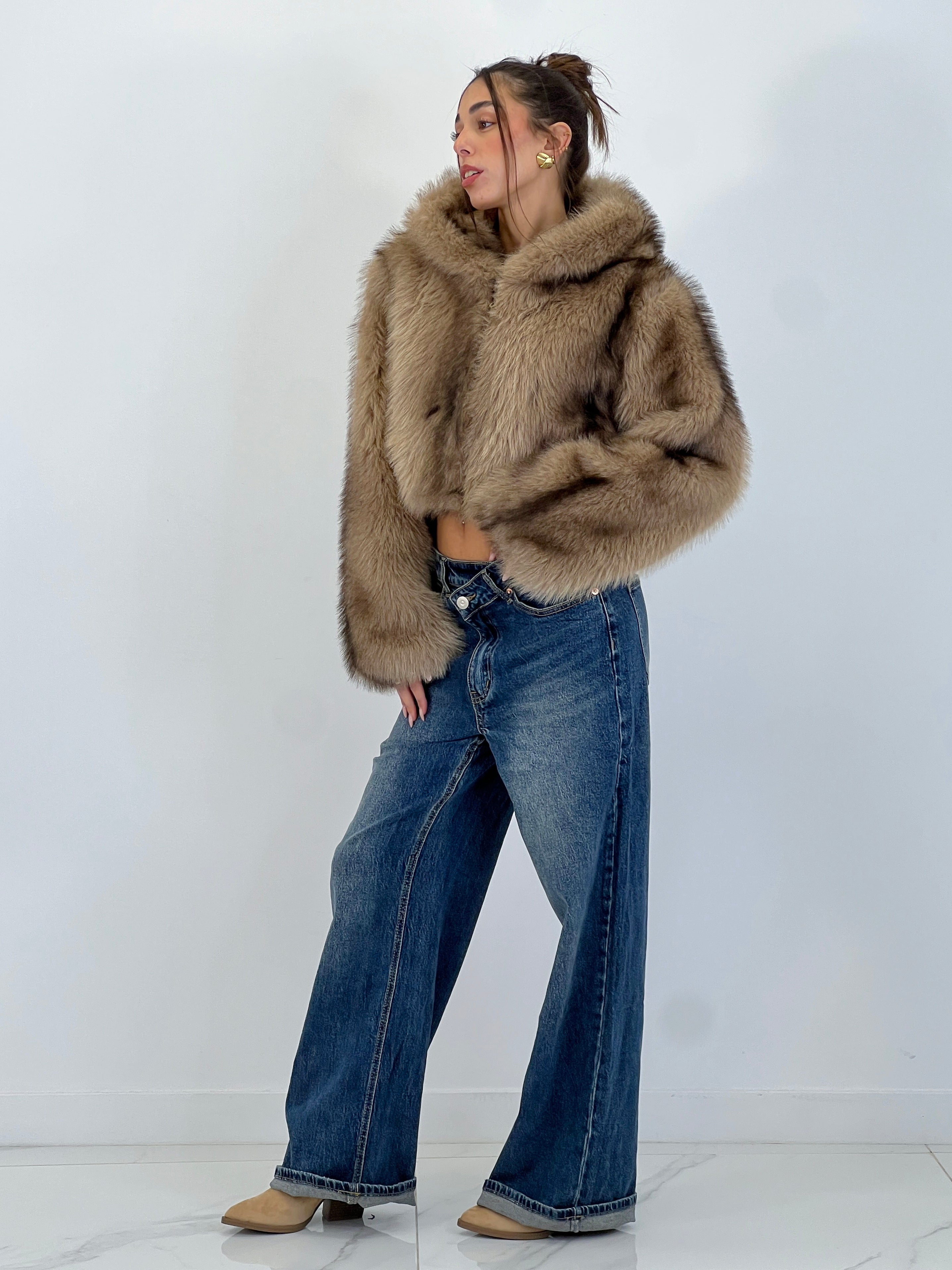 Cropped fur jacket