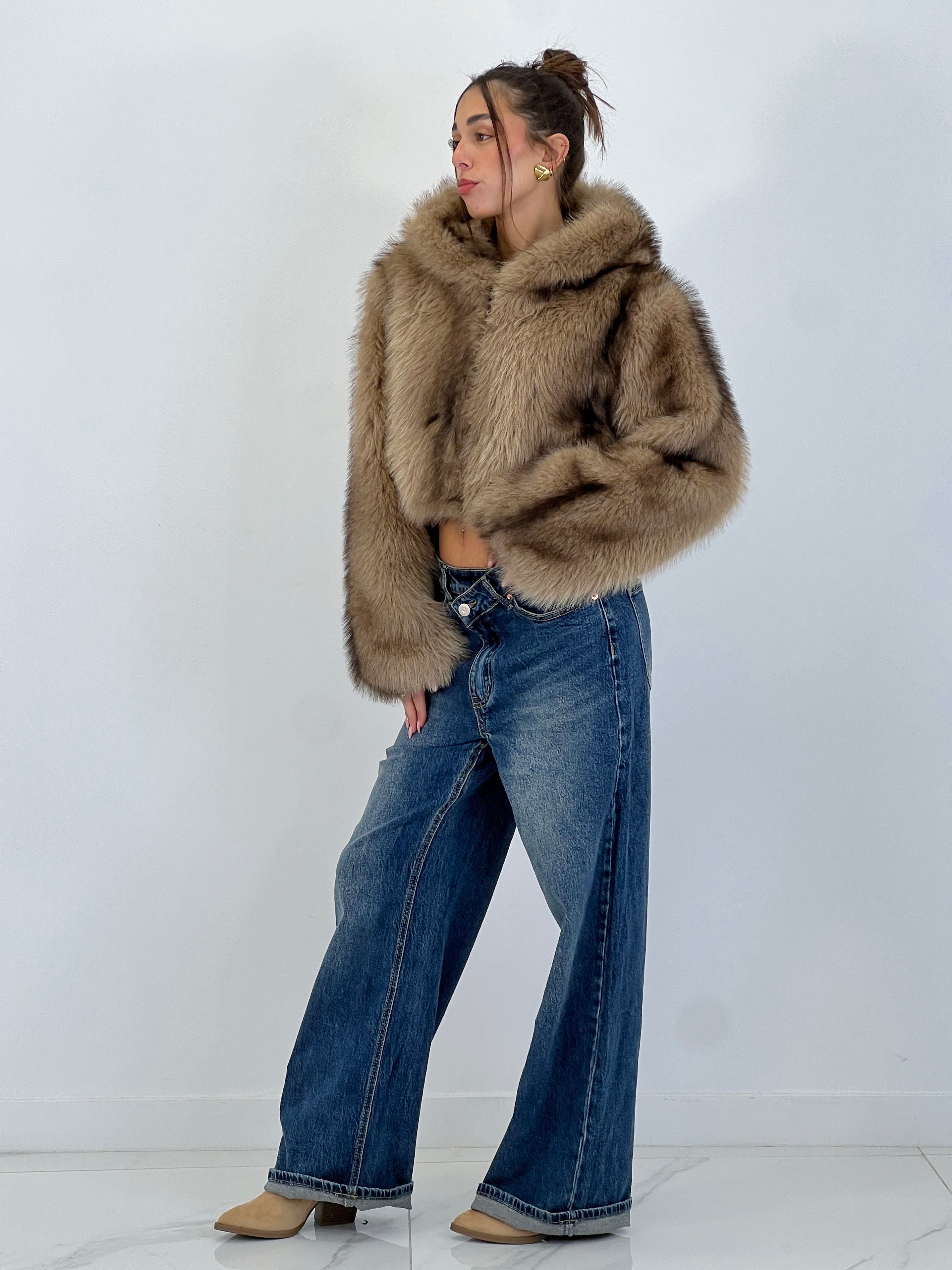 Cropped fur jacket