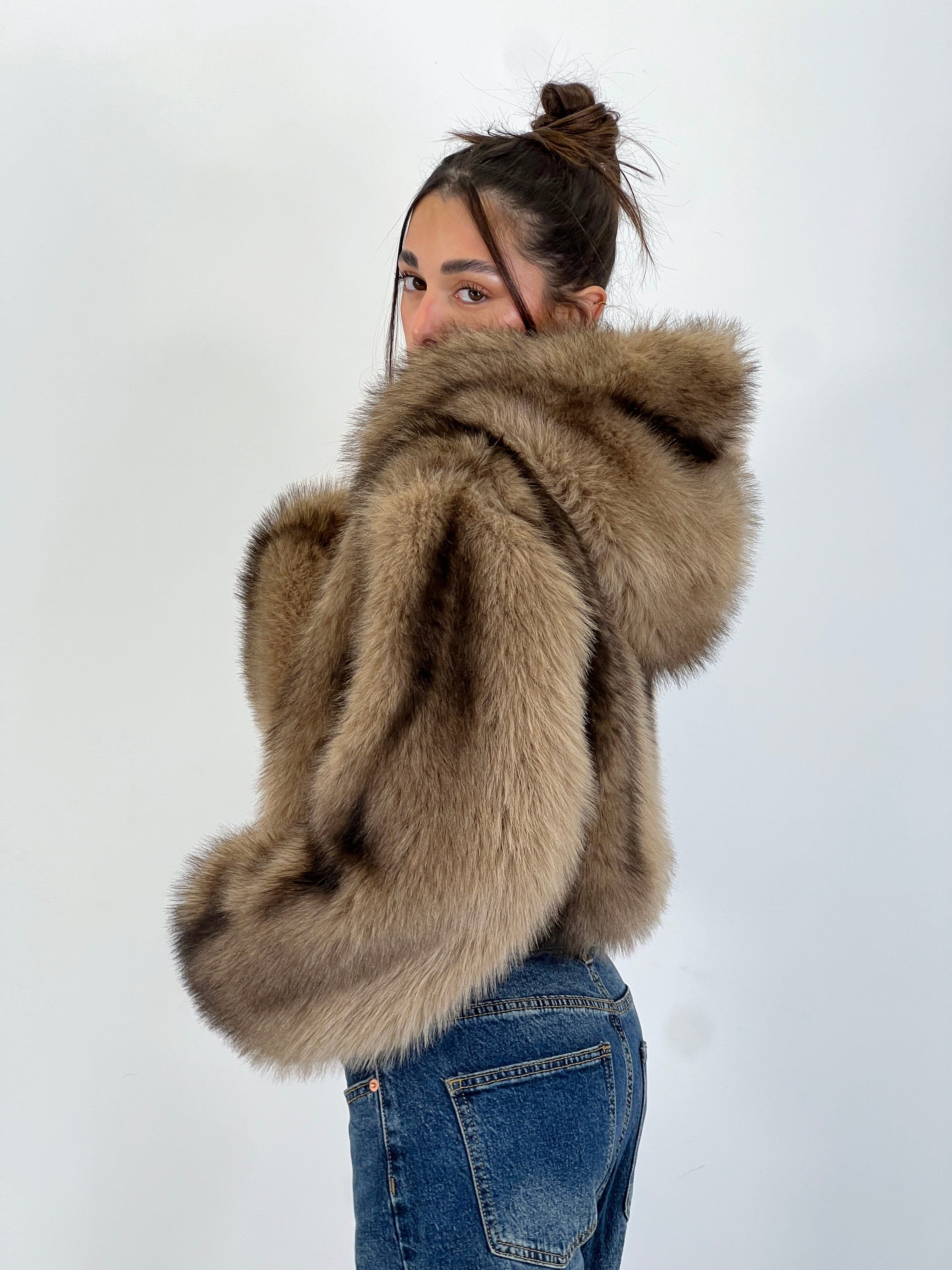 Cropped fur jacket
