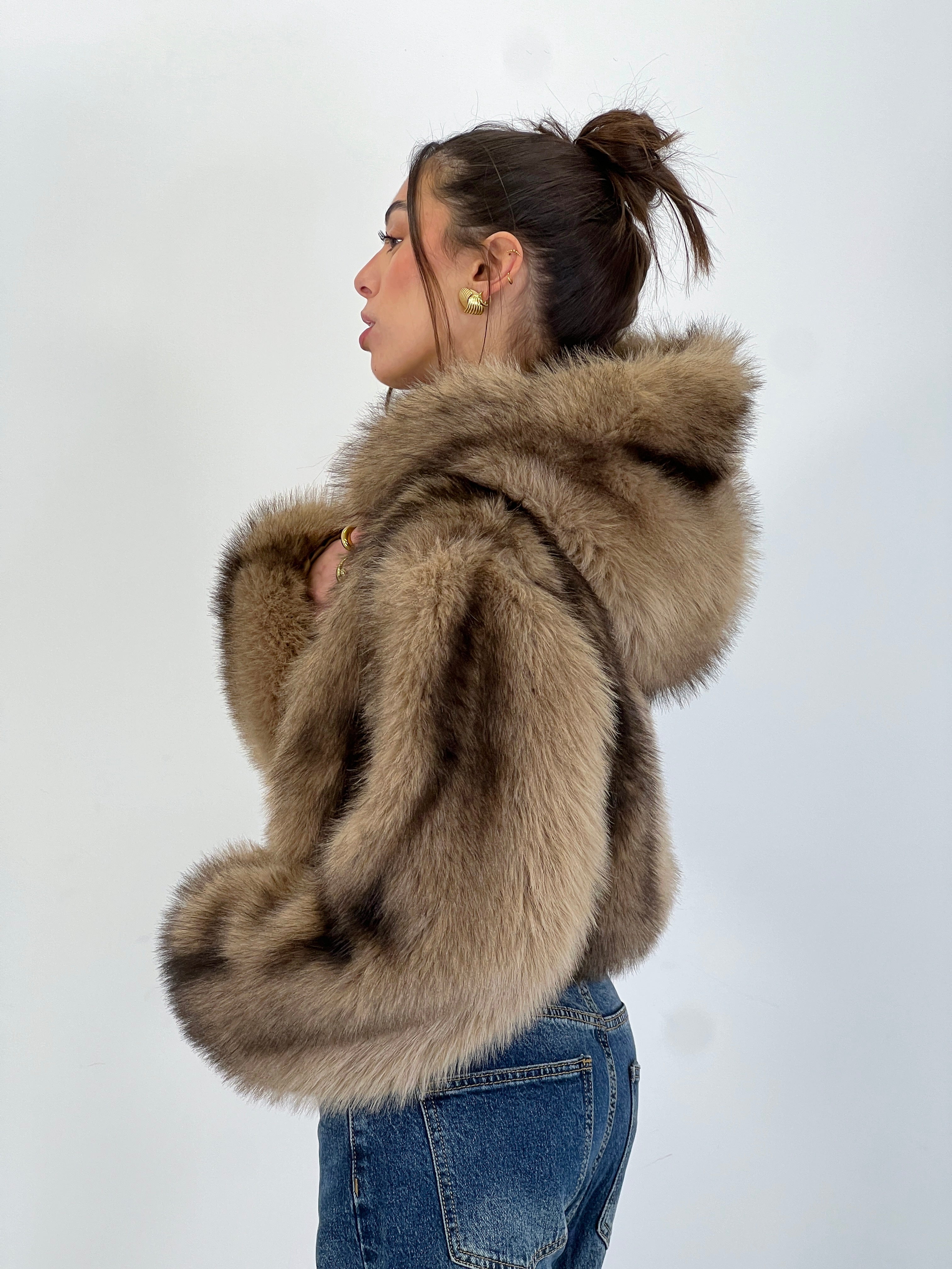 Cropped fur jacket