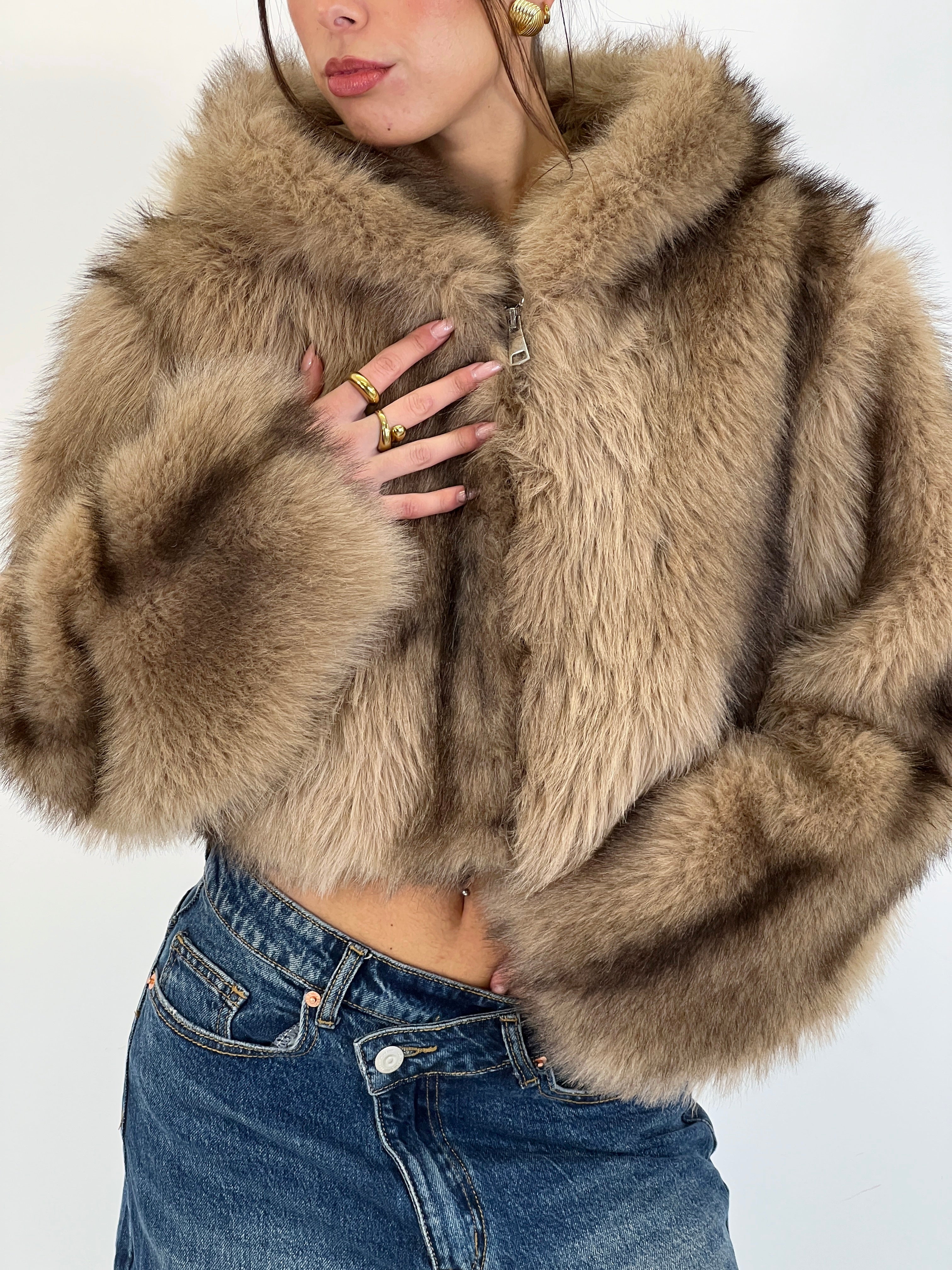 Cropped fur jacket