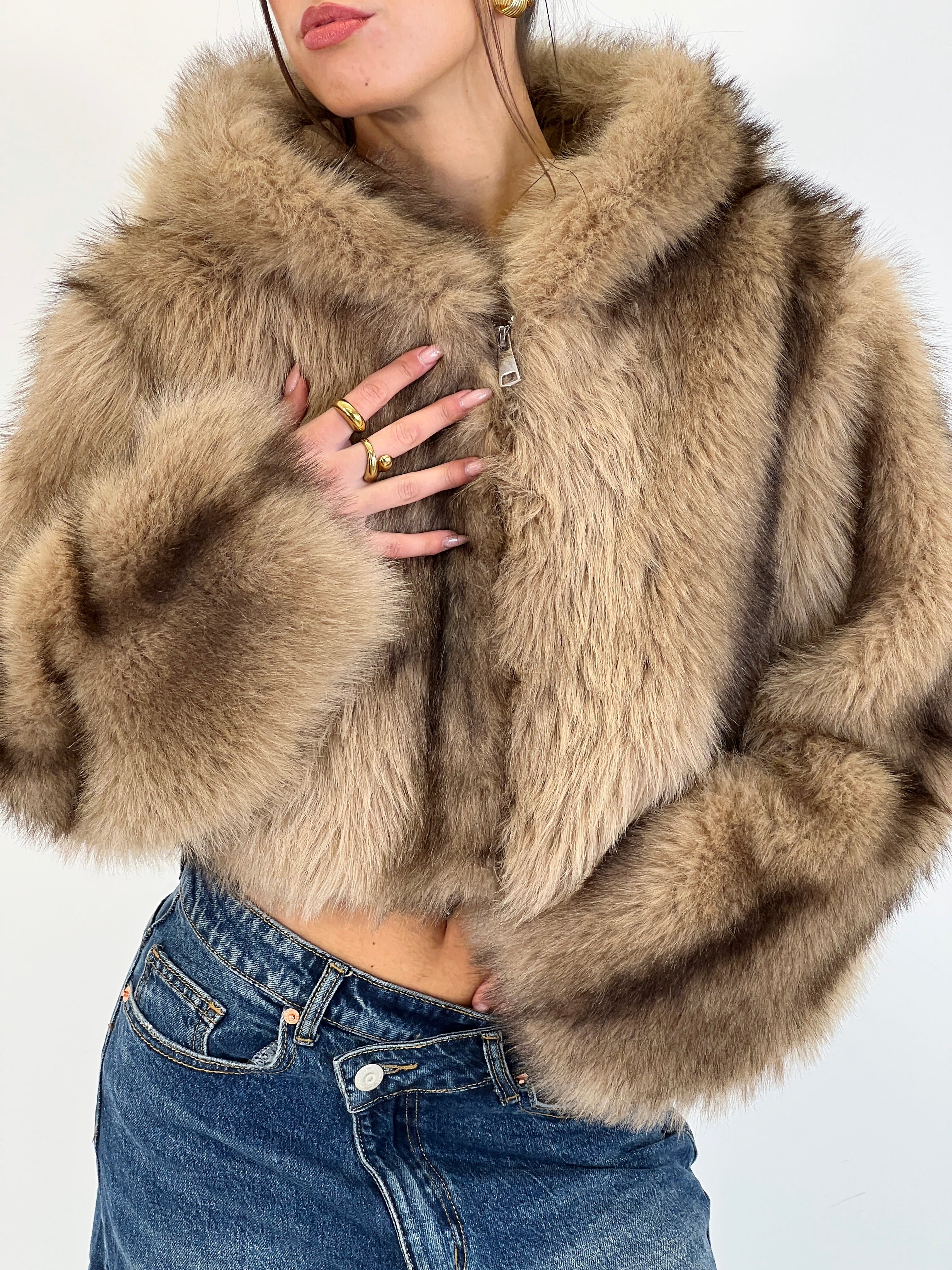 Cropped fur jacket