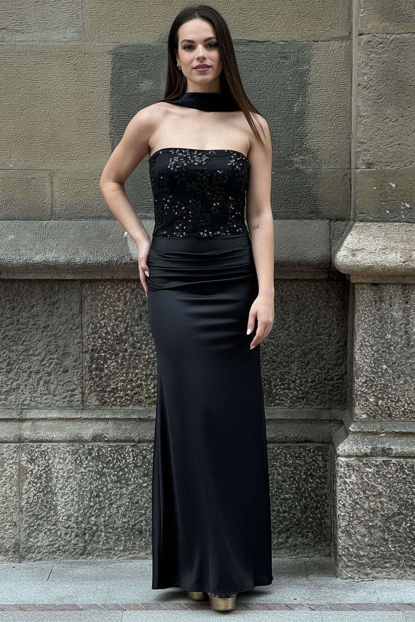 Vestido palabra de honor lentejuela - Zebra&Maduixa®