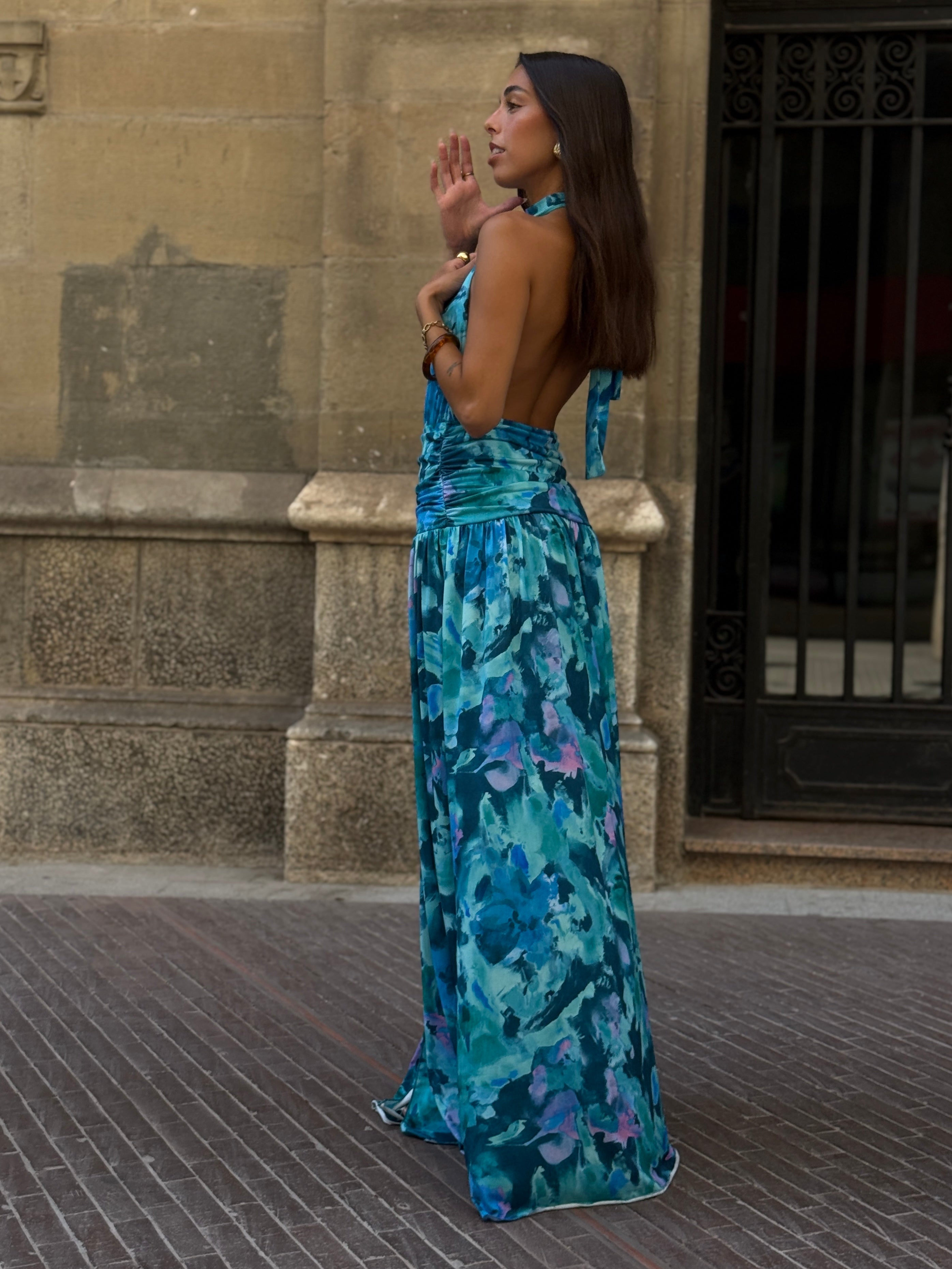 Vestido halter estampado Niria