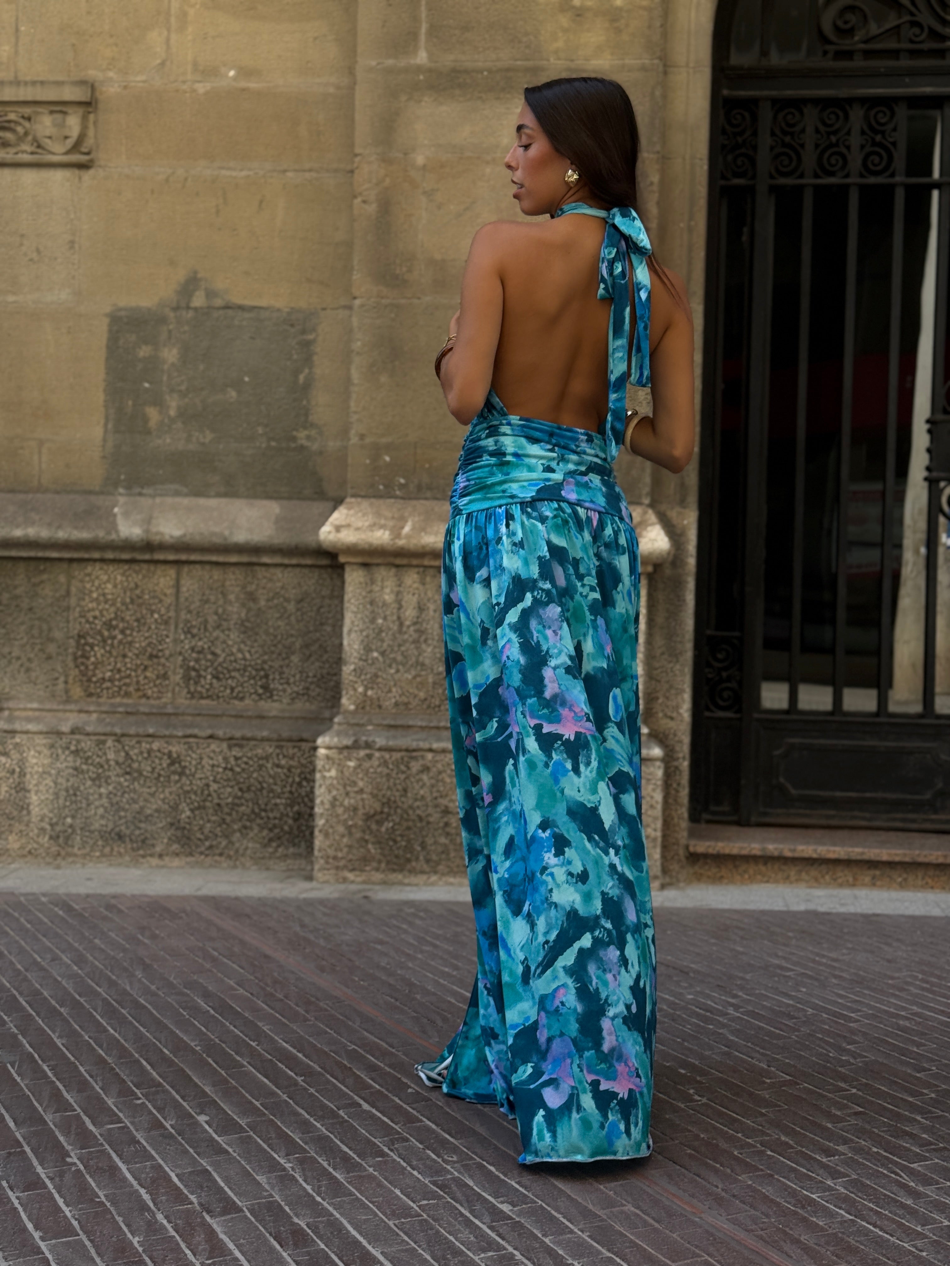 Vestido halter estampado Niria