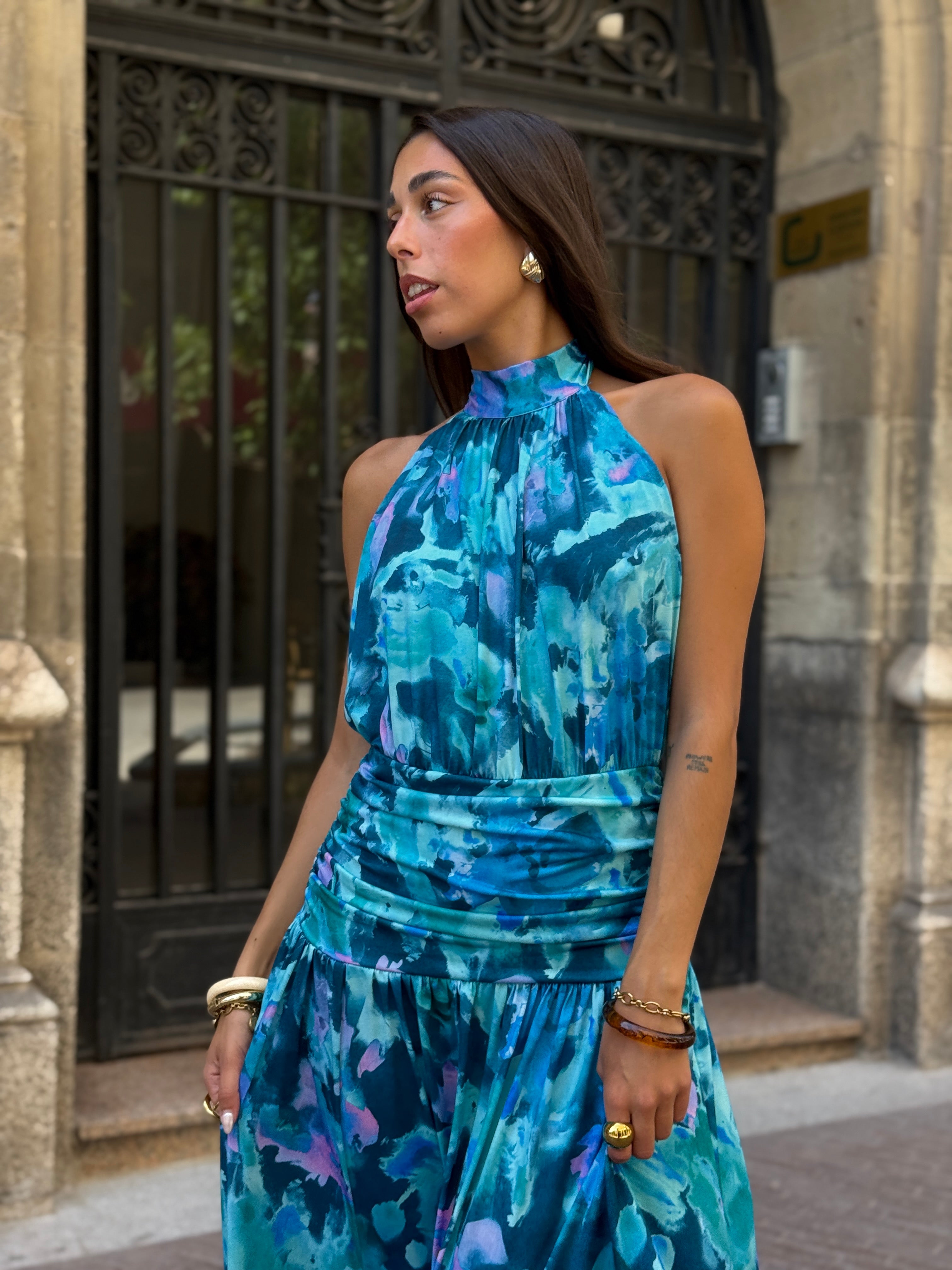 Vestido halter estampado Niria