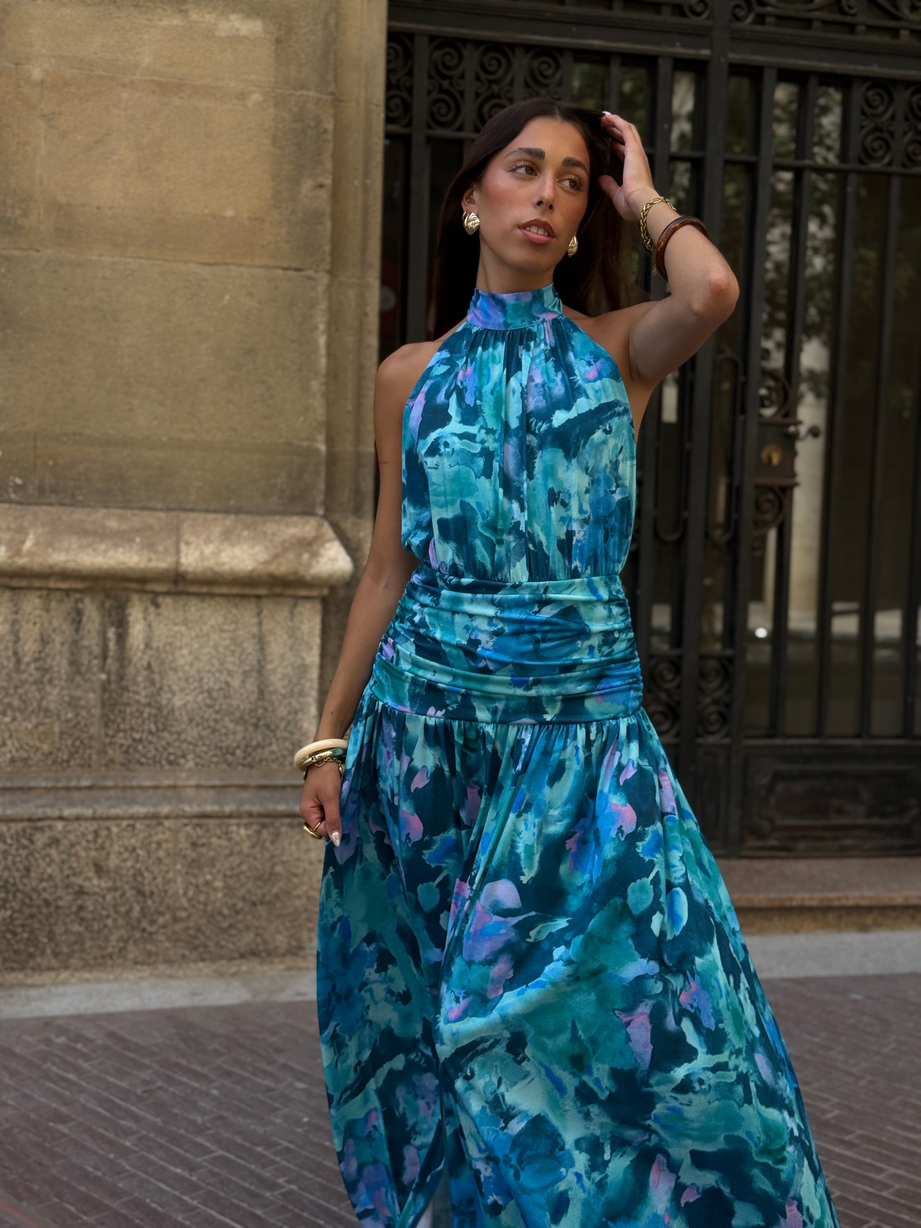 Vestido halter estampado Niria