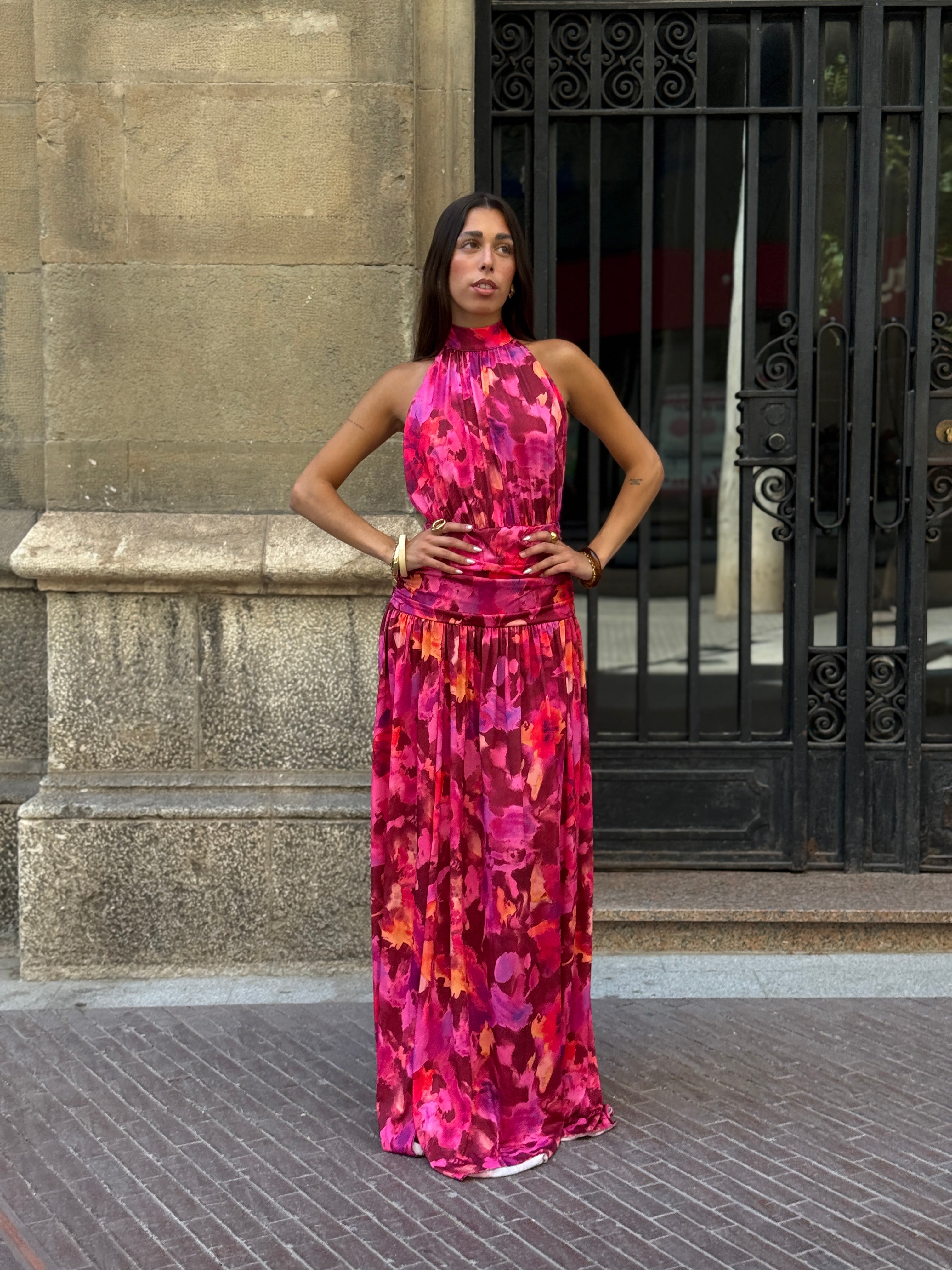 Vestido halter estampado Niria
