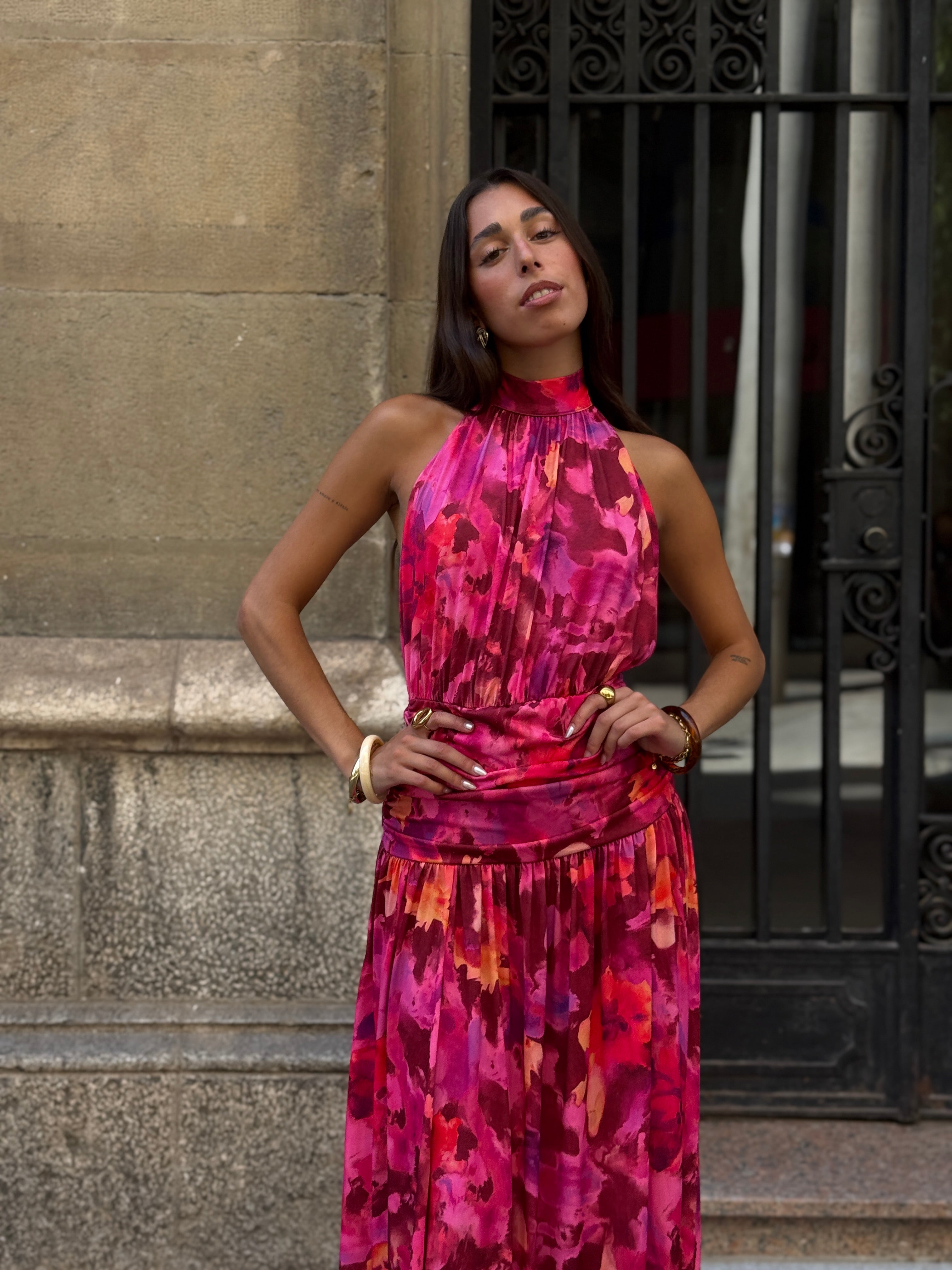 Vestido halter estampado Niria