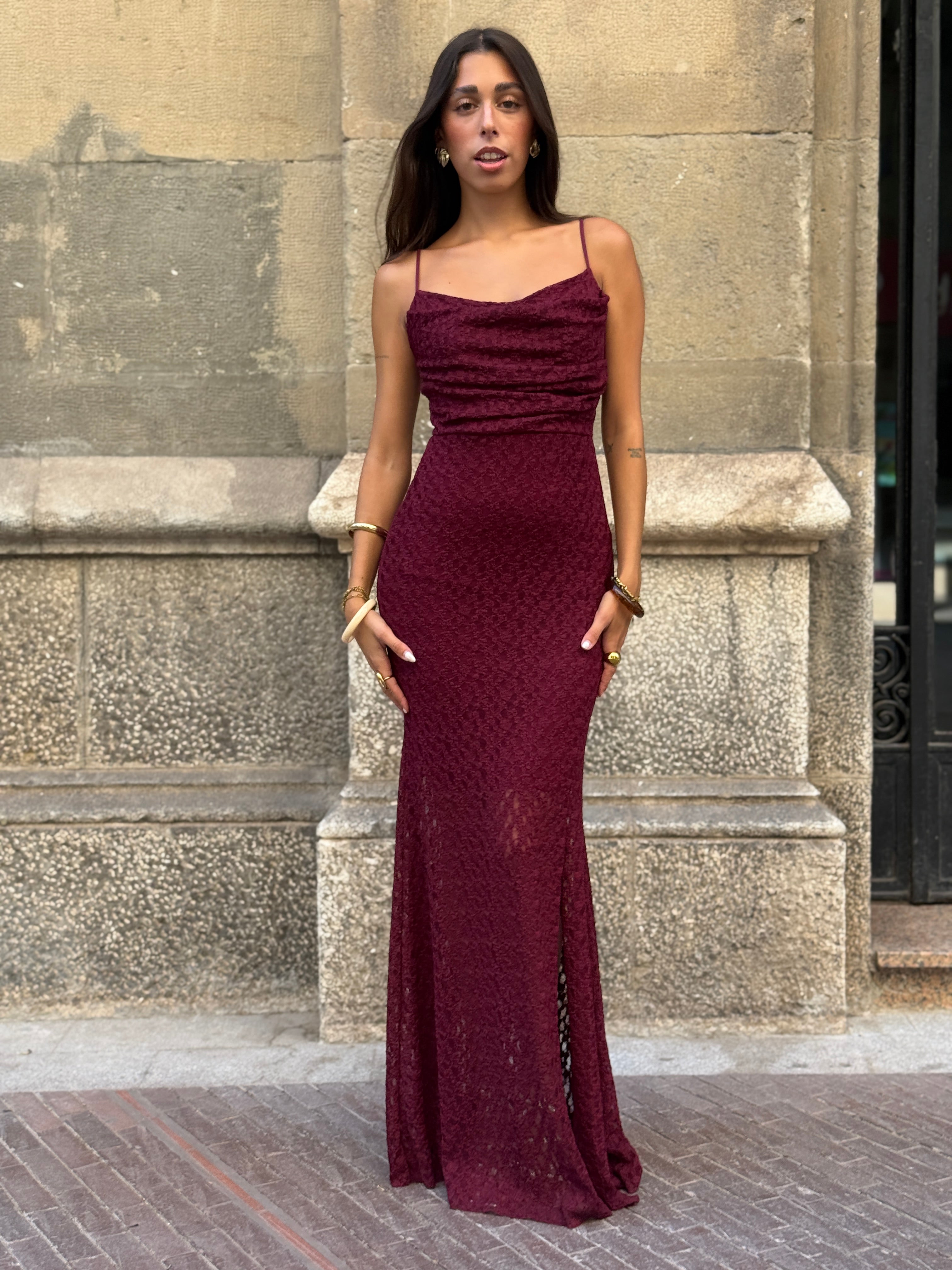 Vestido drapeado blonda Elisa